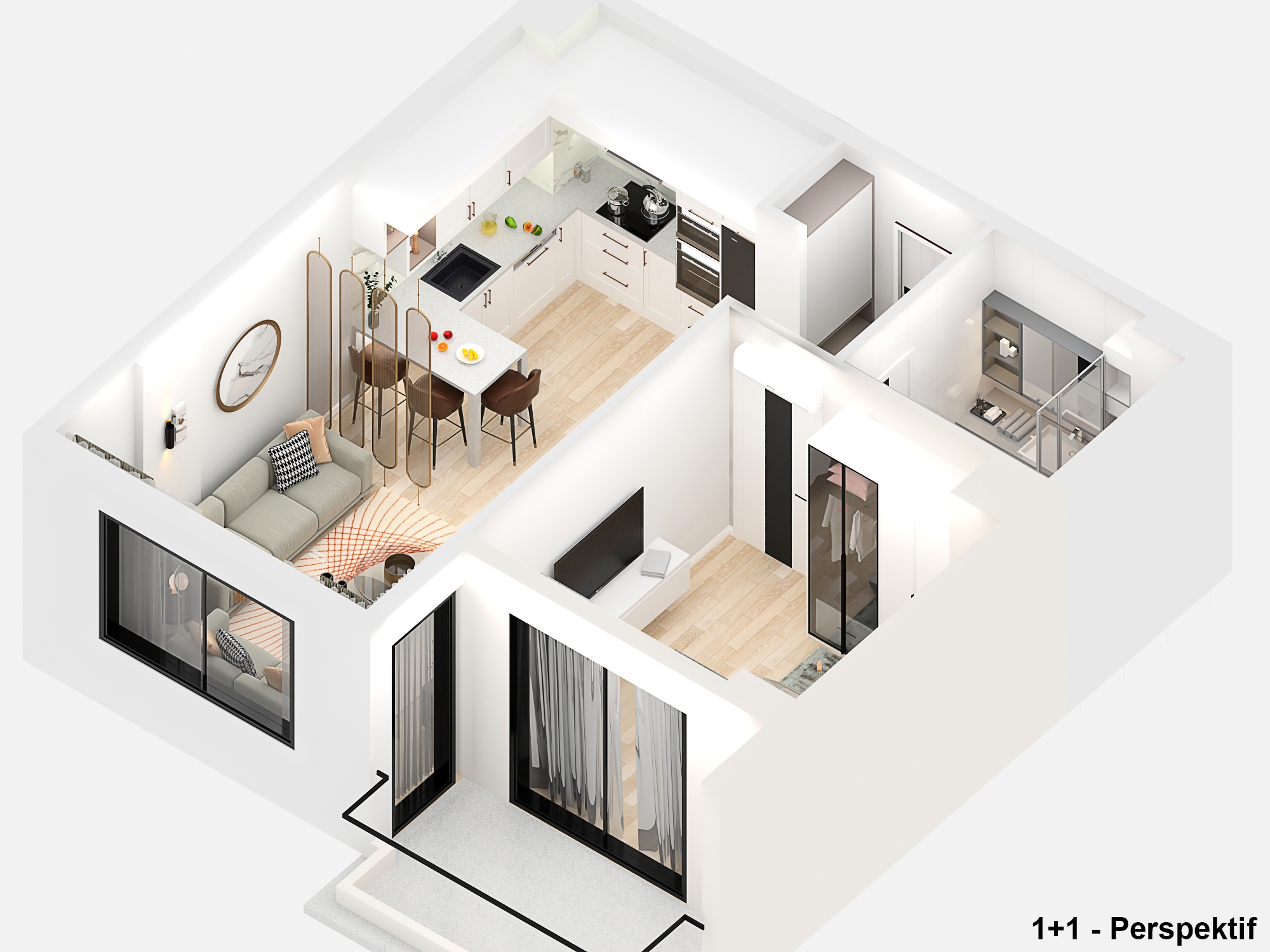 Luxuriöses 1+1 Apartment mit Bergblick in Demirtas, Alanya