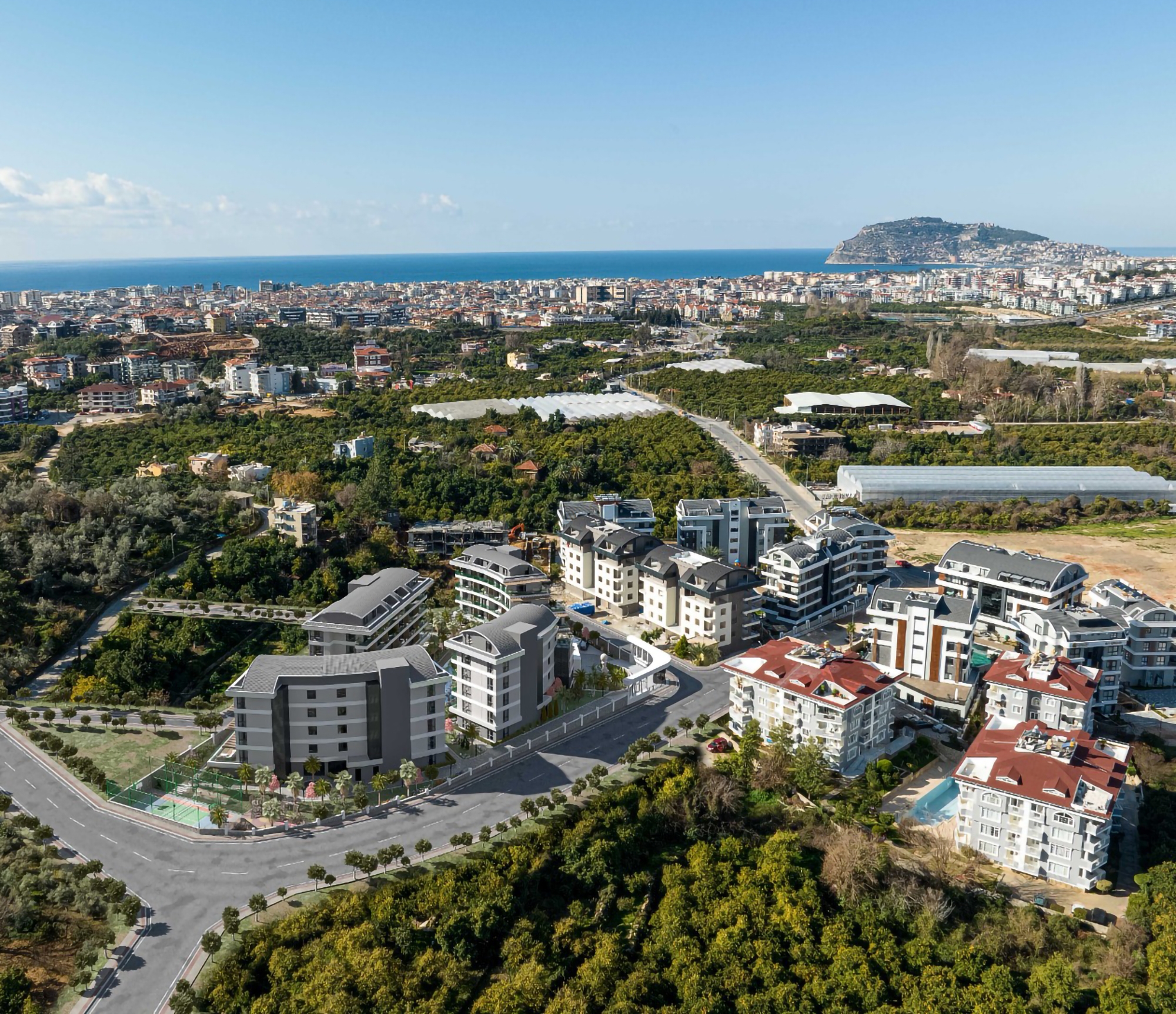 Luksuriøs 1+1 med utsikt over slottet og fjellene i Oba, Alanya