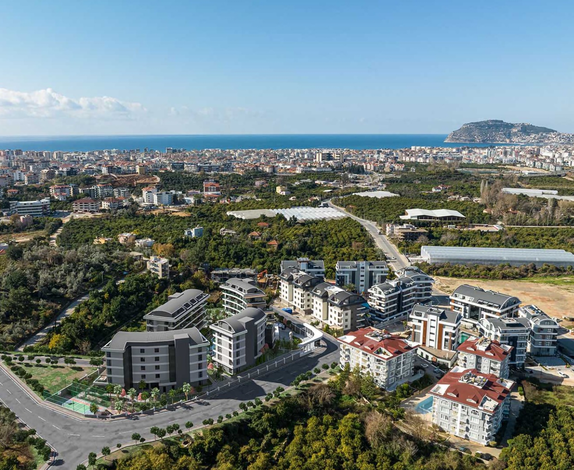 Luksuriøs 1+1 med utsikt over slottet og fjellene i Oba, Alanya