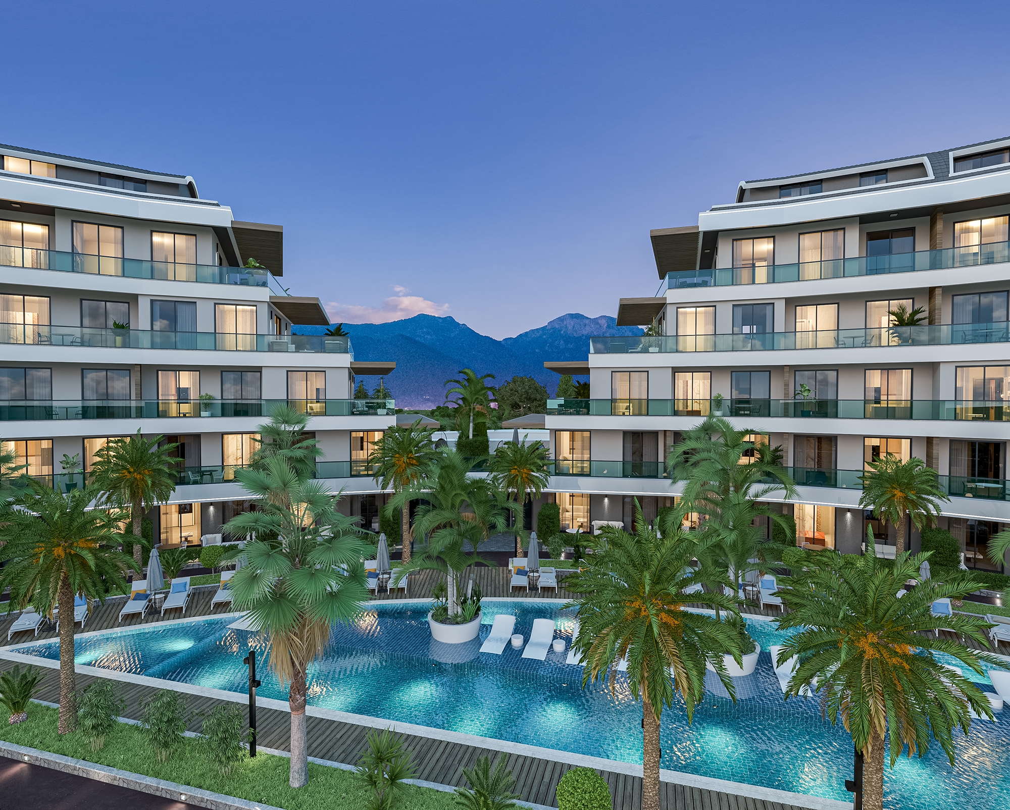 Luksuriøs 1+1 med utsikt over slottet og fjellene i Oba, Alanya