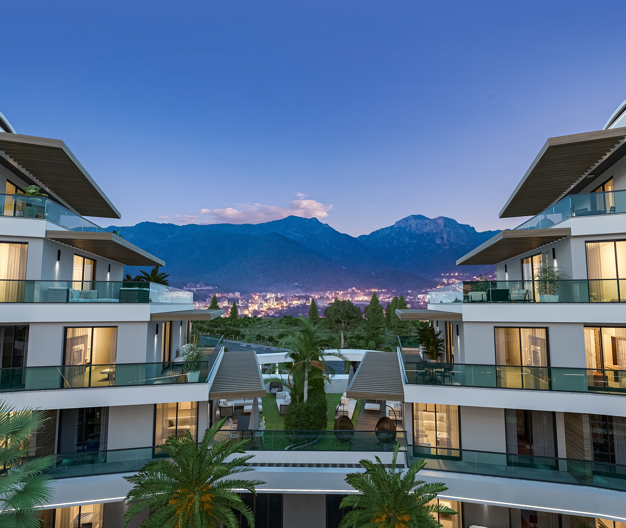 Luksuriøs 1+1 med utsikt over slottet og fjellene i Oba, Alanya