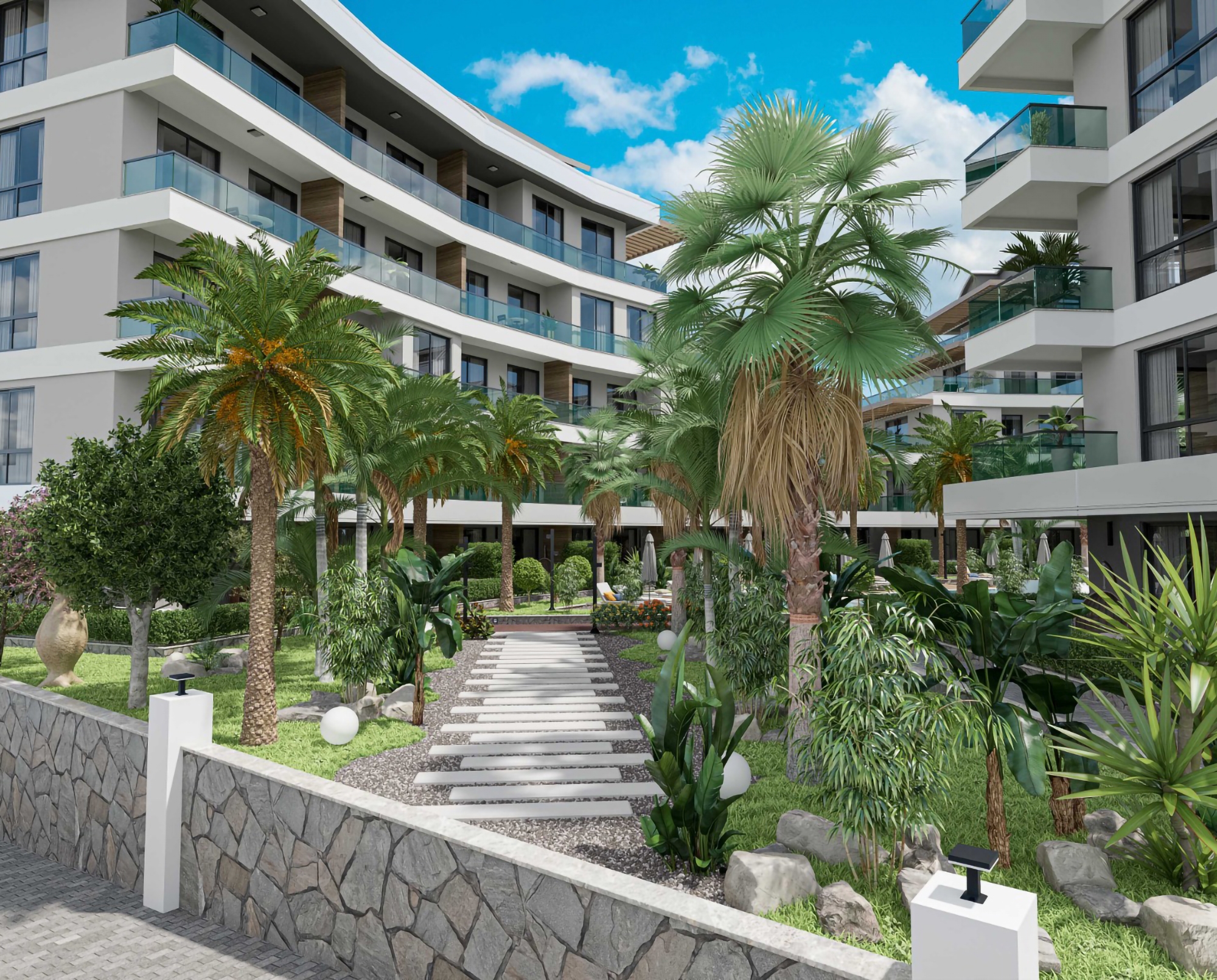Luksuriøs 1+1 med utsikt over slottet og fjellene i Oba, Alanya
