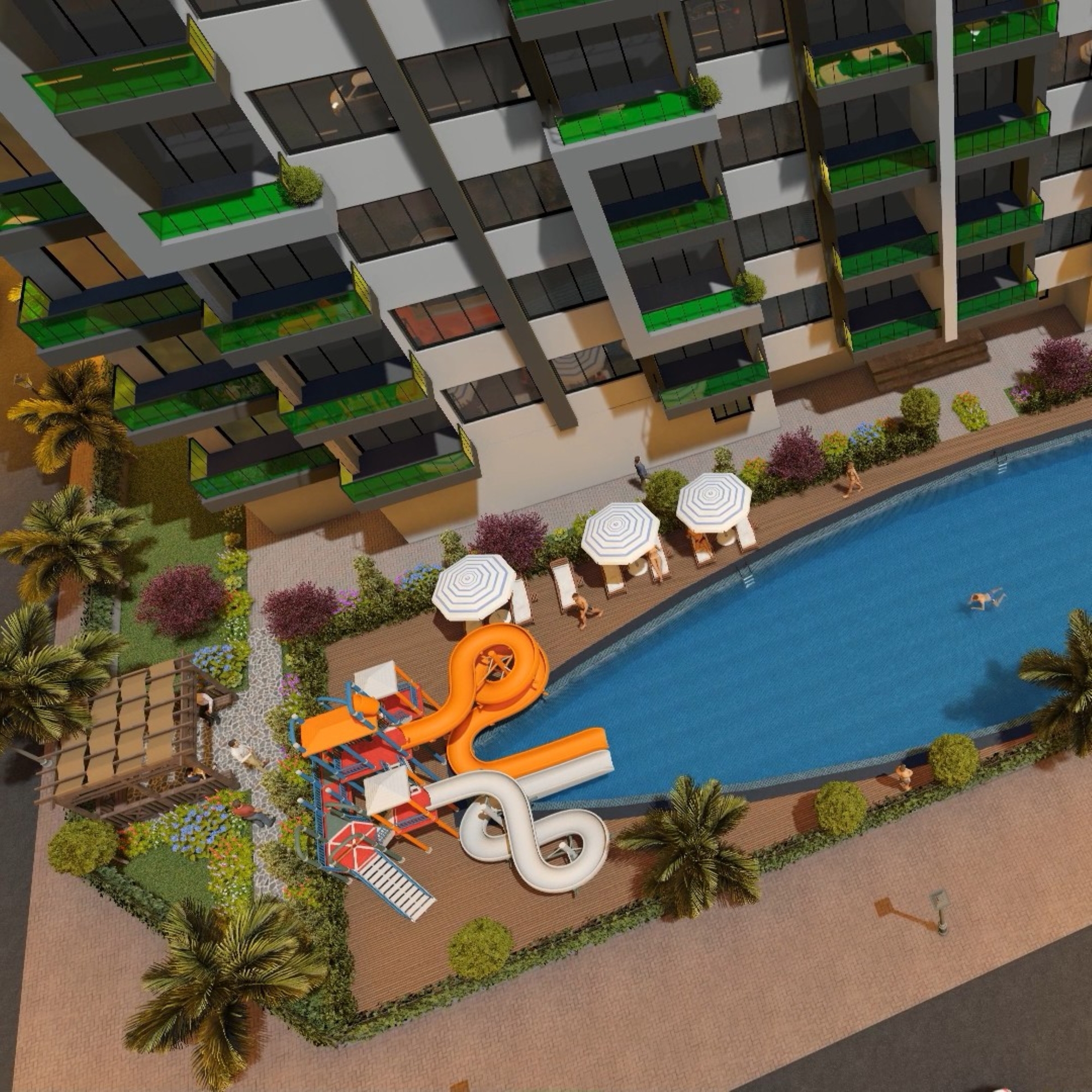 Luxuriöses 1+1 Apartment mit Meerblick und Bergblick, Mersin - Ayaş
