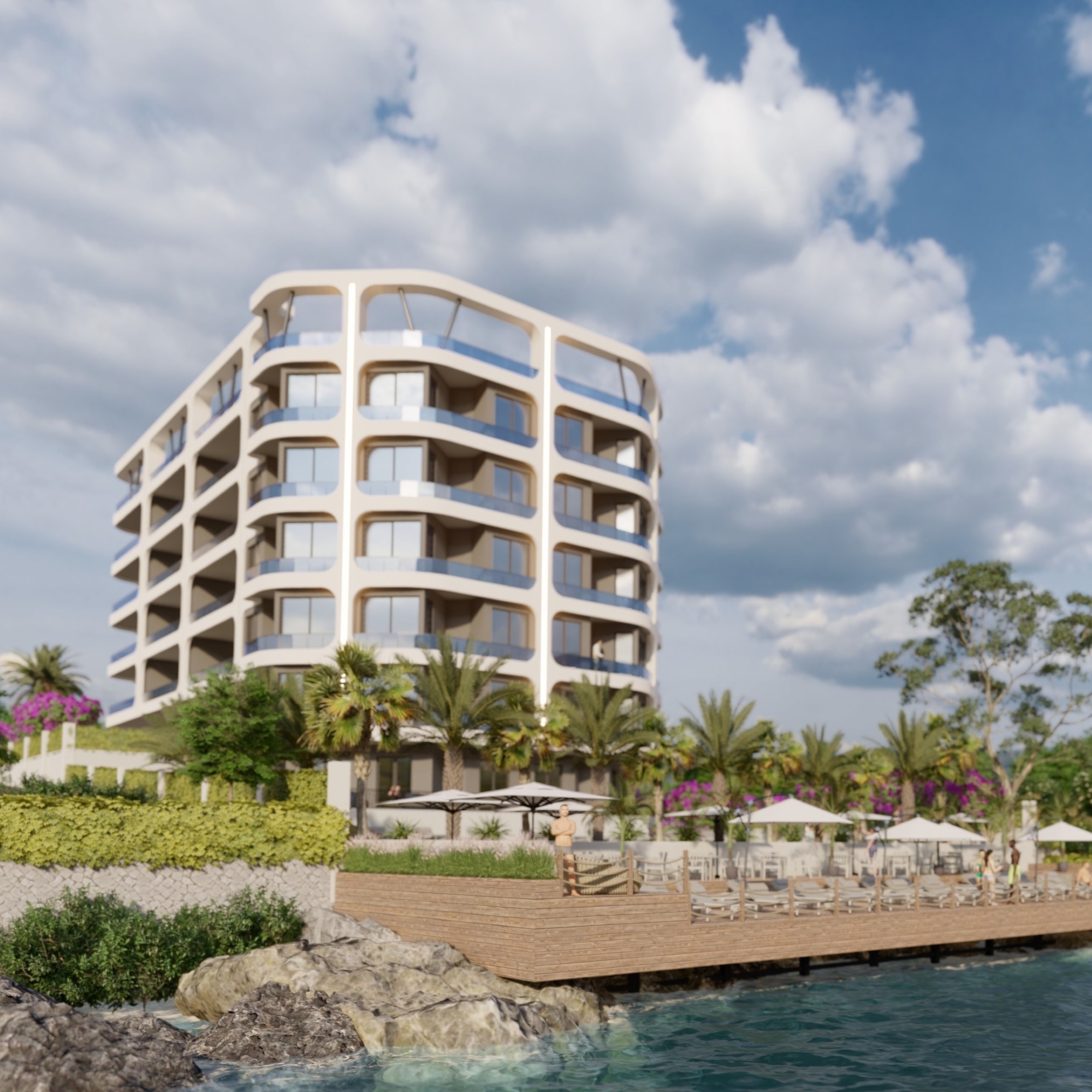 Luxuriöses 1+1 Apartment mit Meeres- und Burgblick, Mersin Ayas