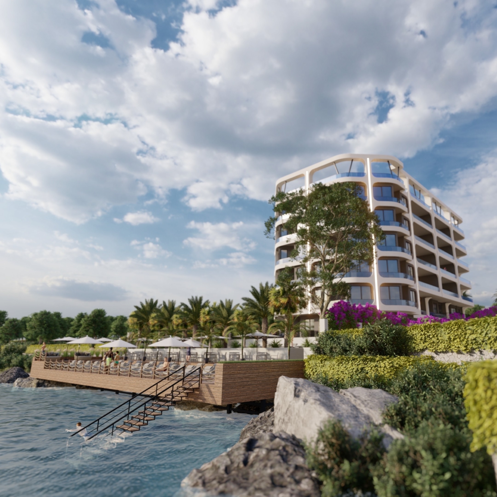Luxuriöses 1+1 Apartment mit Meeres- und Burgblick, Mersin Ayas