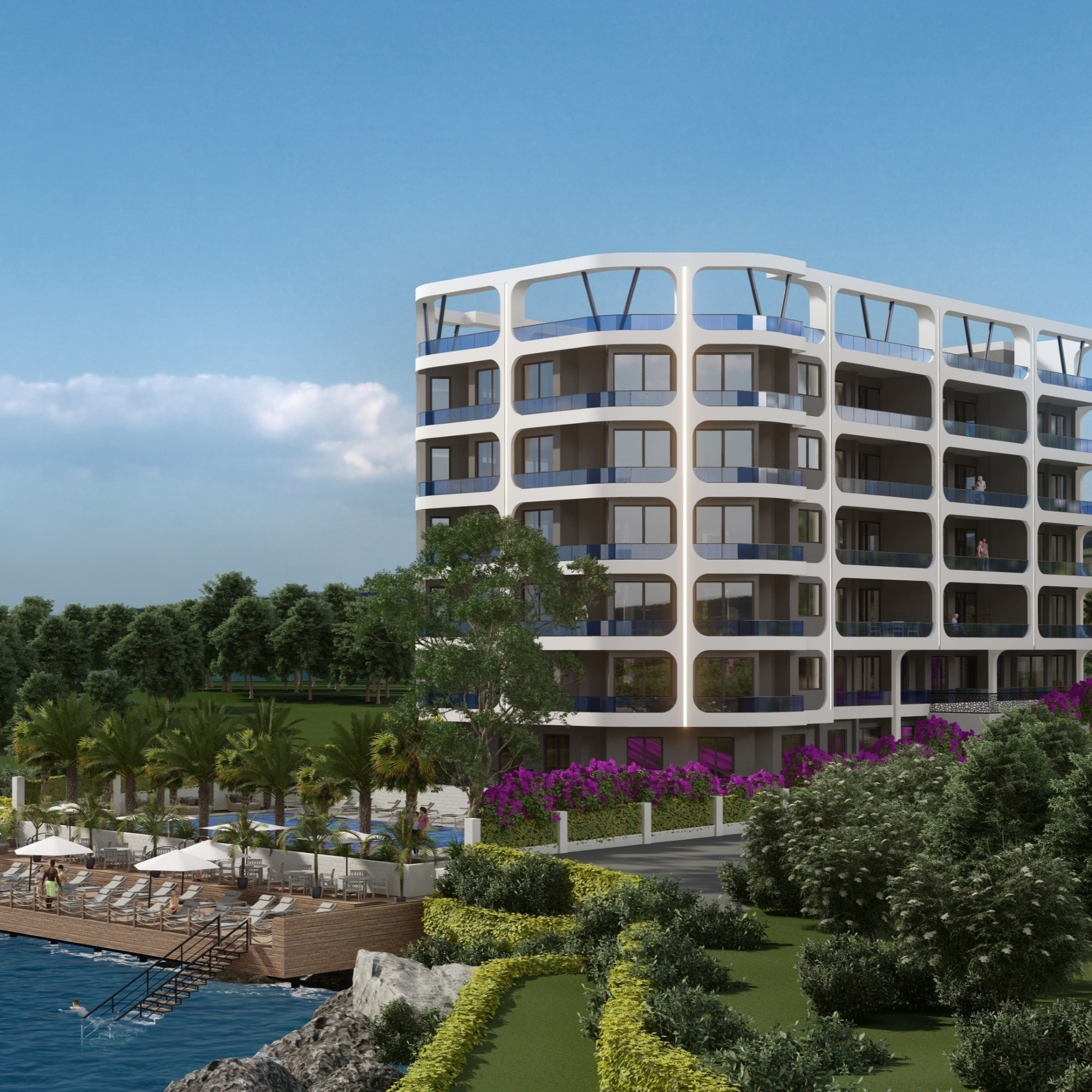 Luxuriöses 1+1 Apartment mit Meeres- und Burgblick, Mersin Ayas