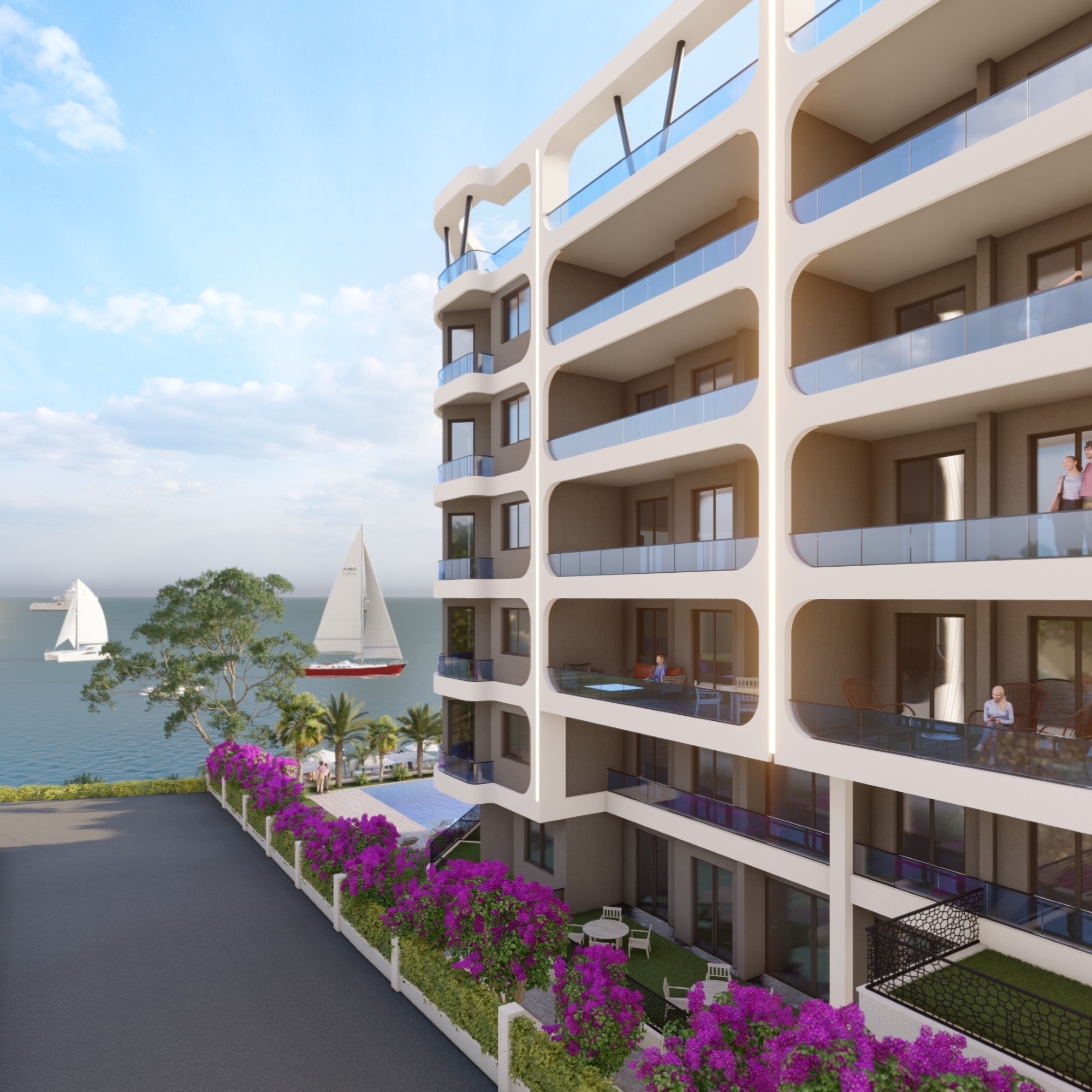 Luxuriöses 1+1 Apartment mit Meeres- und Burgblick, Mersin Ayas