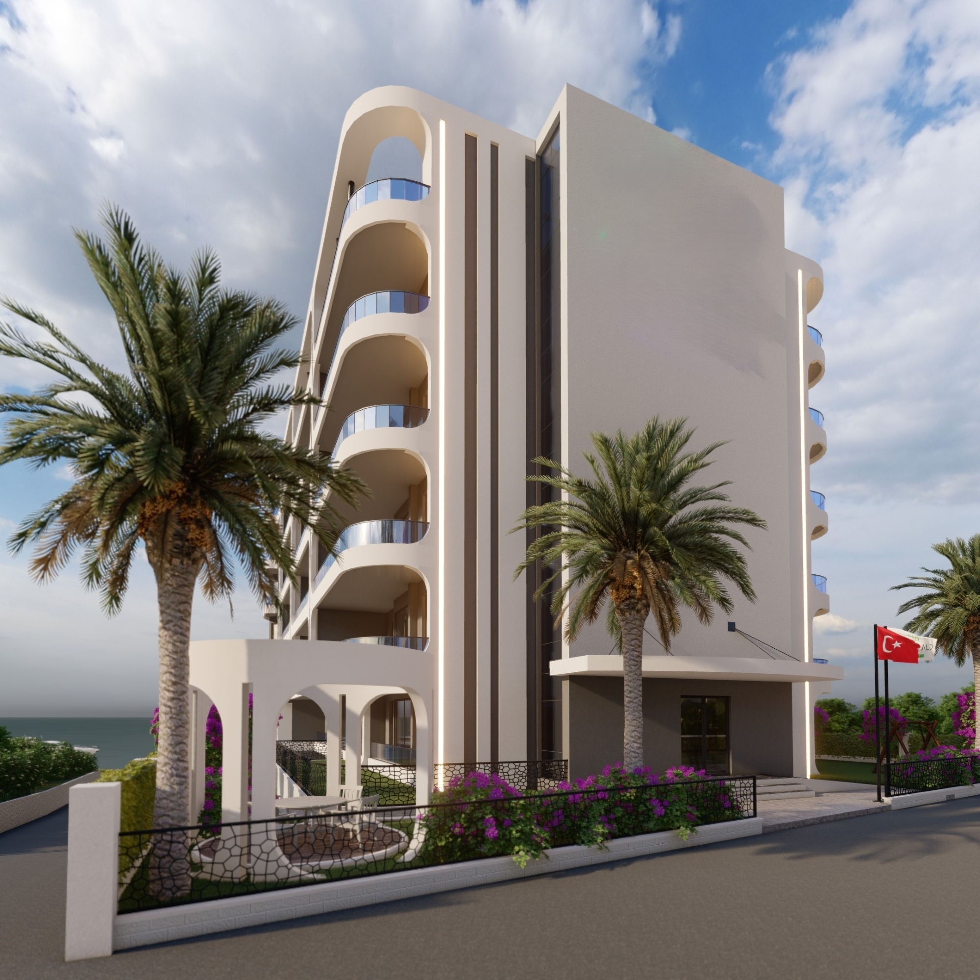 Luxuriöses 1+1 Apartment mit Meeres- und Burgblick, Mersin Ayas