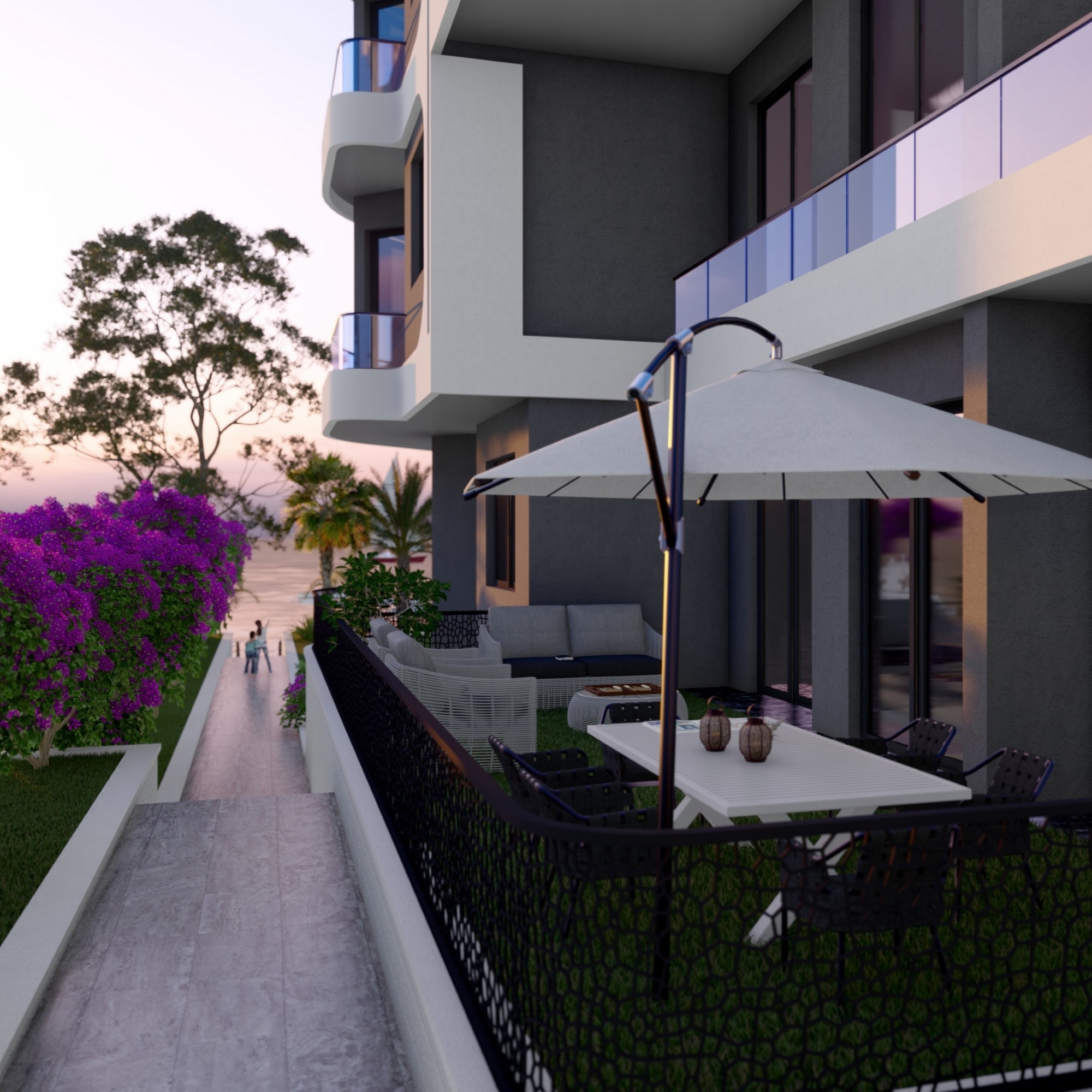 Luxuriöses 1+1 Apartment mit Meeres- und Burgblick, Mersin Ayas