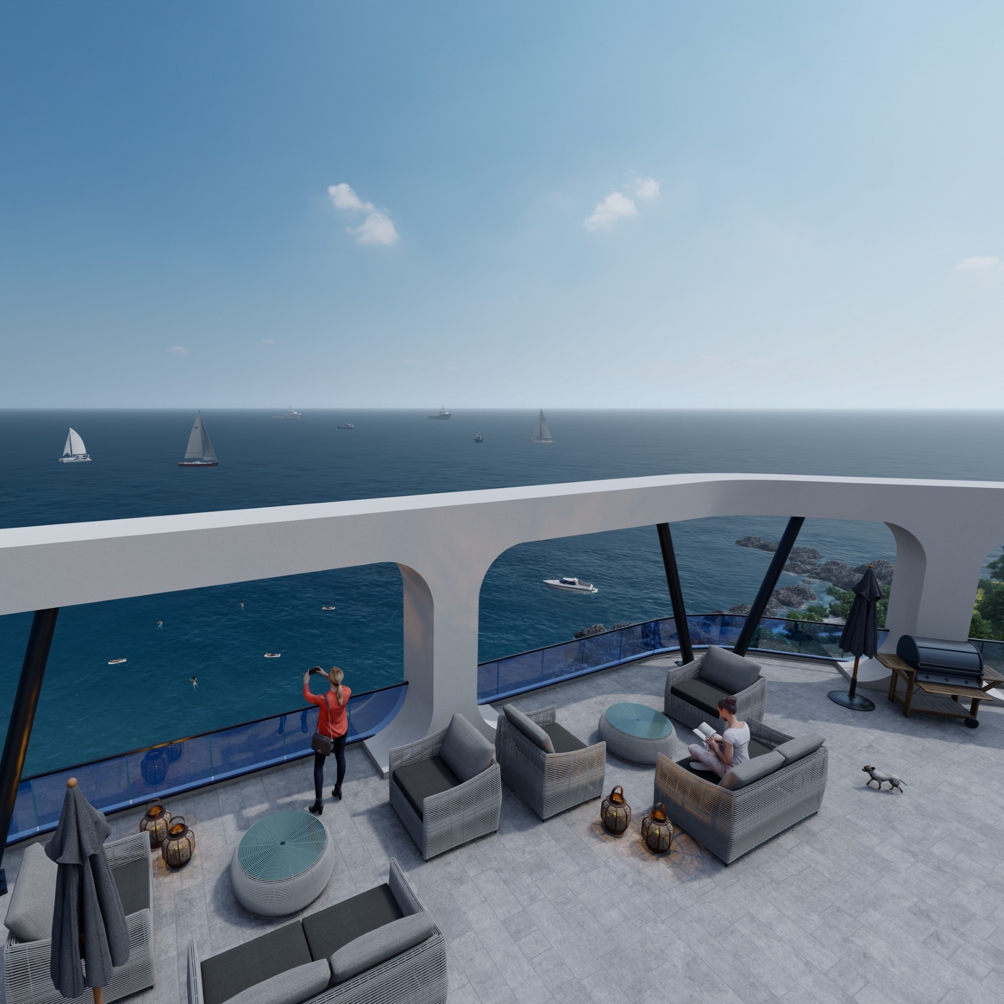 Luxuriöses 1+1 Apartment mit Meeres- und Burgblick, Mersin Ayas