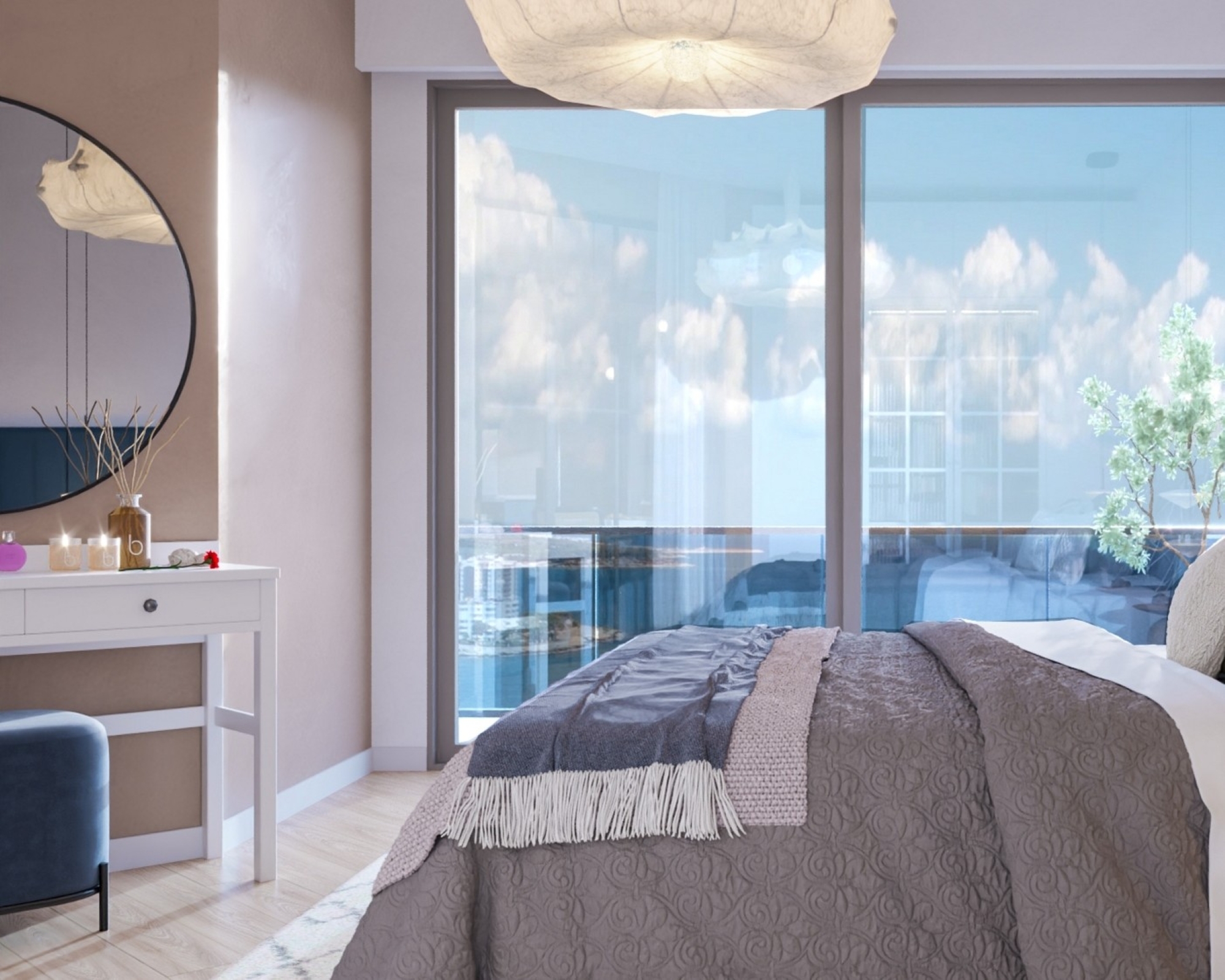 Luxuriöses 1+1 Apartment mit Meeres- und Burgblick, Mersin Ayas