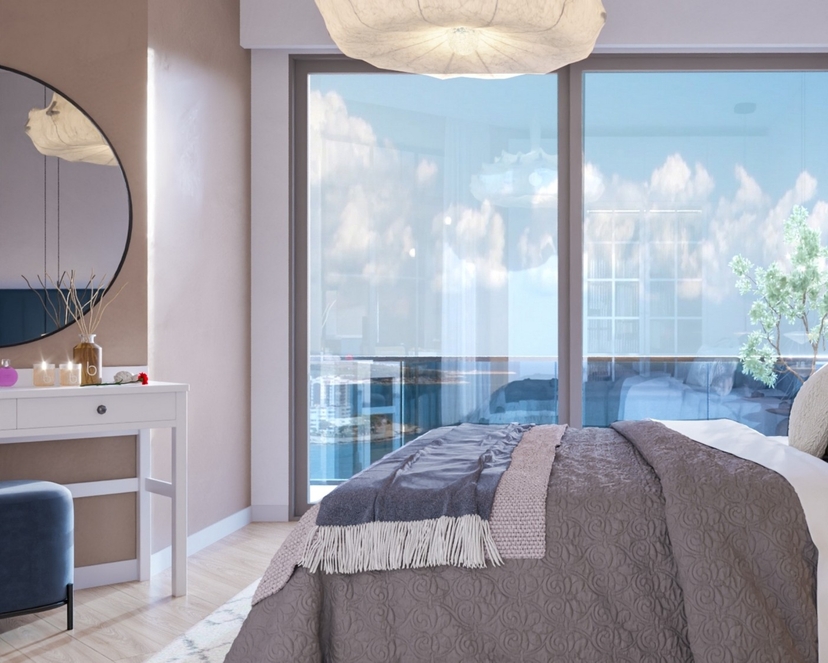Luxuriöses 1+1 Apartment mit Meeres- und Burgblick, Mersin Ayas