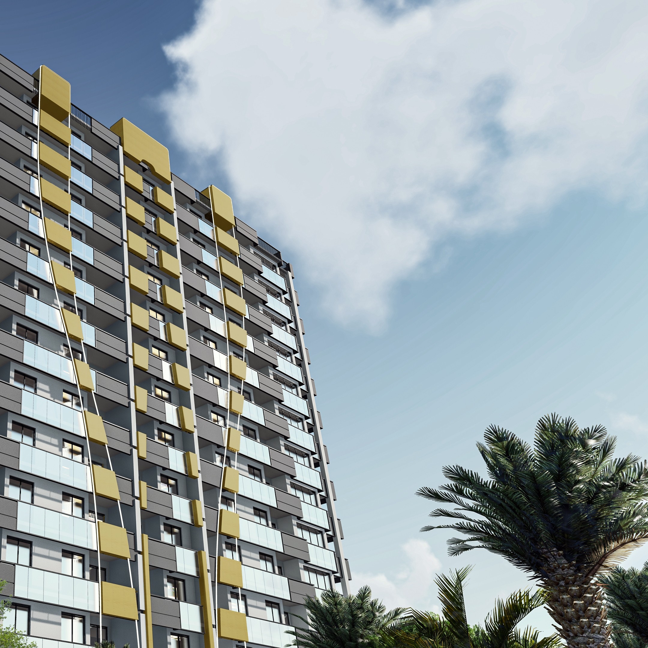 Luxuriöse 1+1 Wohnung mit Meerblick, Burg- und Bergblick in Mezitli, Mersin