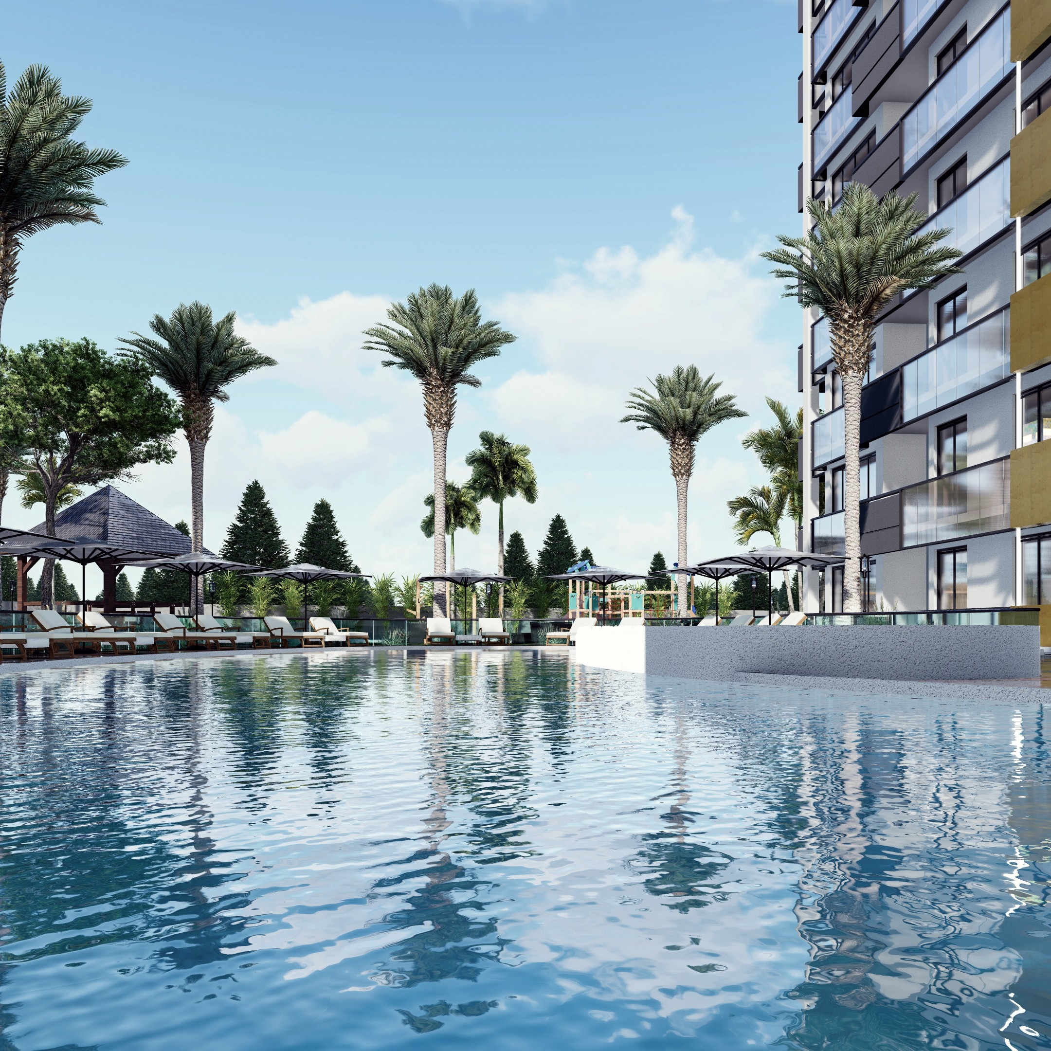 Luxuriöse 1+1 Wohnung mit Meerblick, Burg- und Bergblick in Mezitli, Mersin