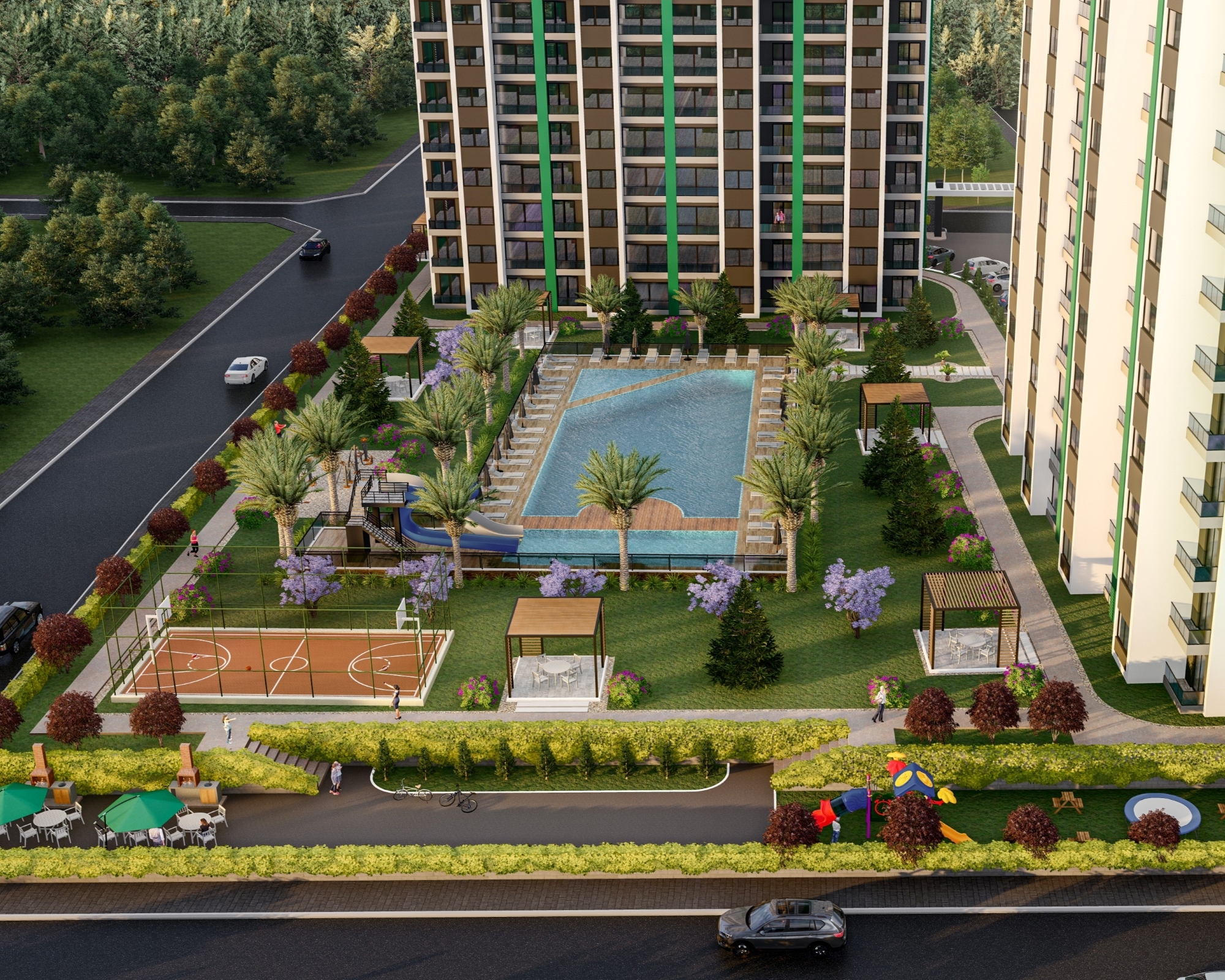 Luxuriöse 2+1 Wohnung mit Meerblick und Burgblick, Mersin