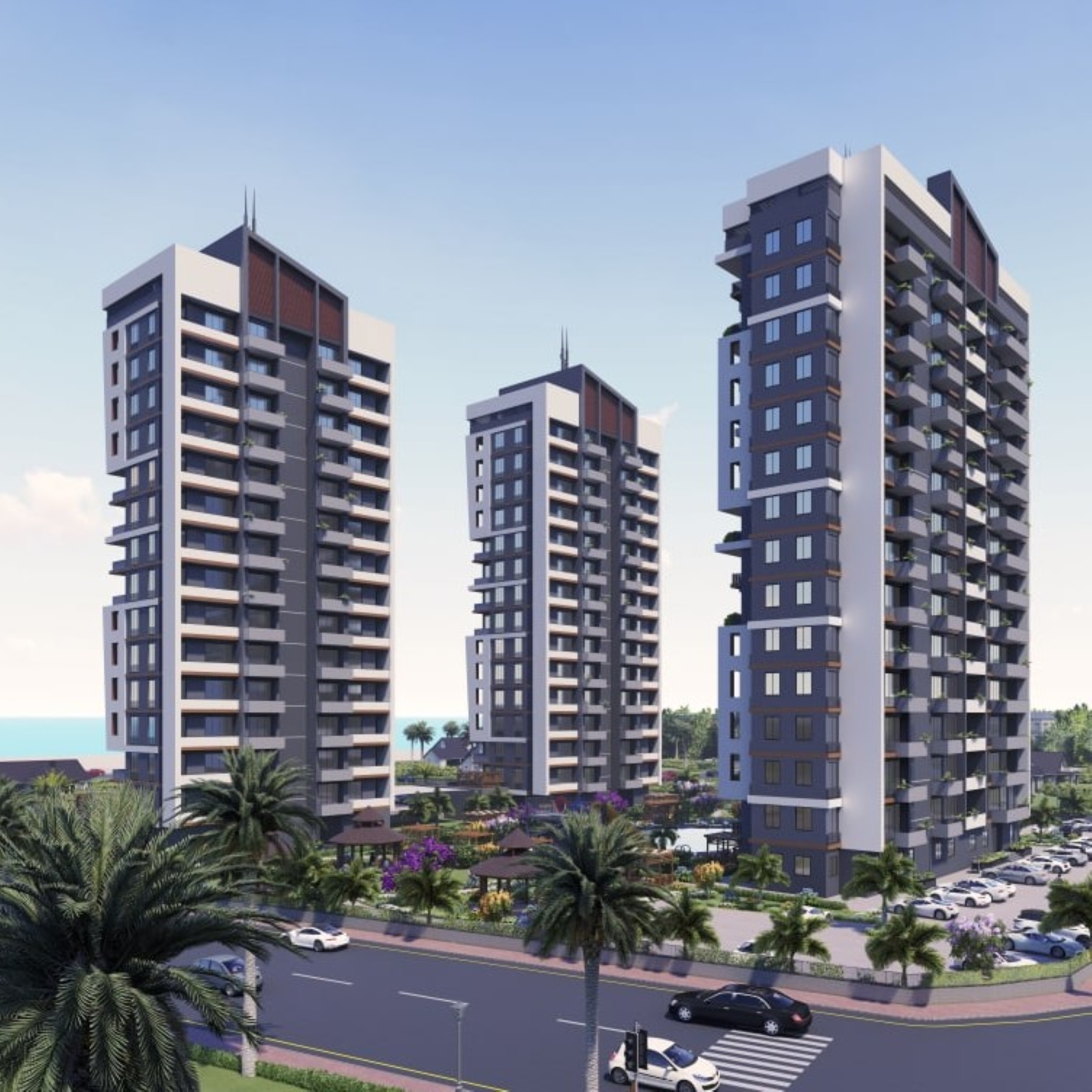 Luxuriöse 2+1 Wohnung mit Meerblick und Burgblick in Mersin - Tece