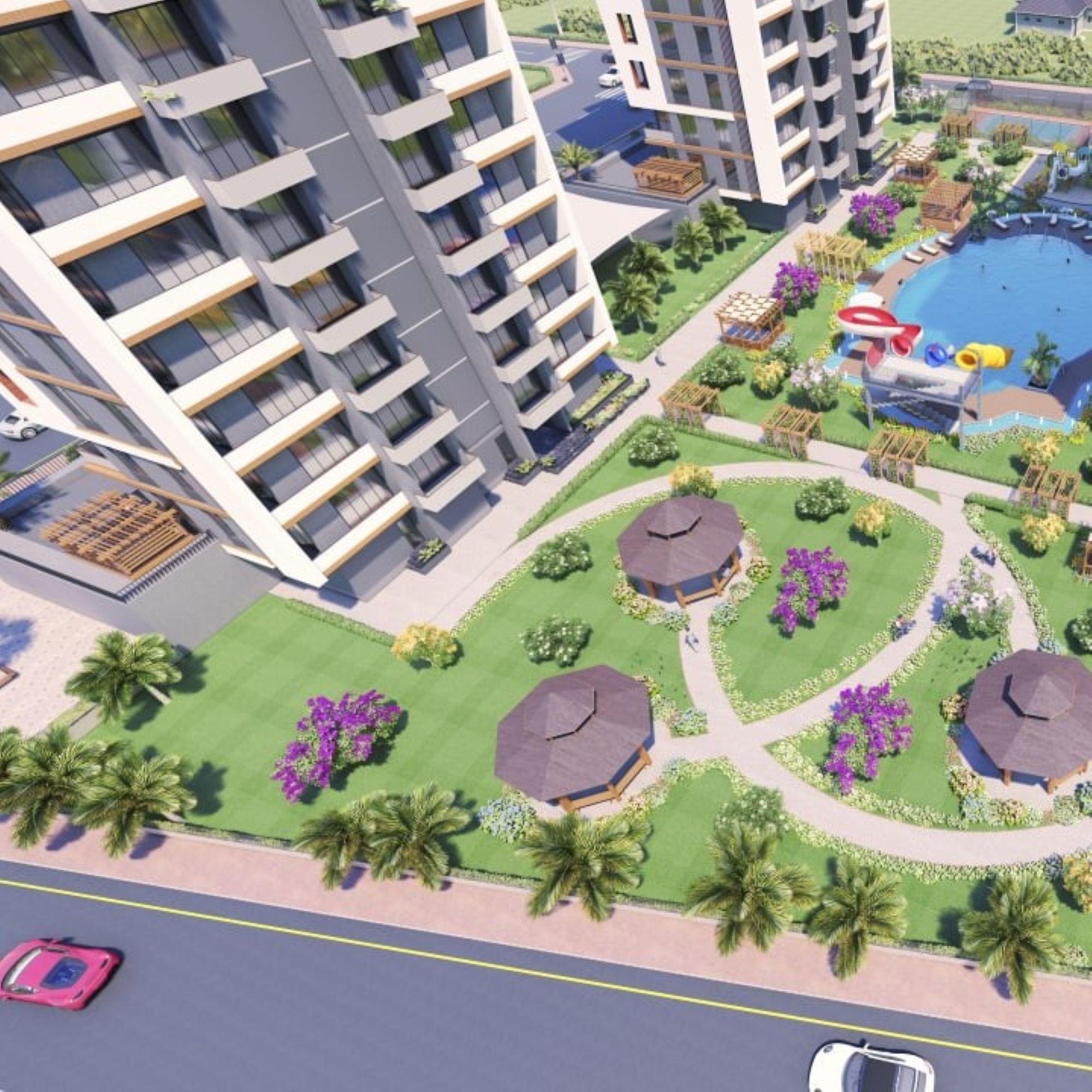 Luxuriöse 2+1 Wohnung mit Meerblick und Burgblick in Mersin - Tece