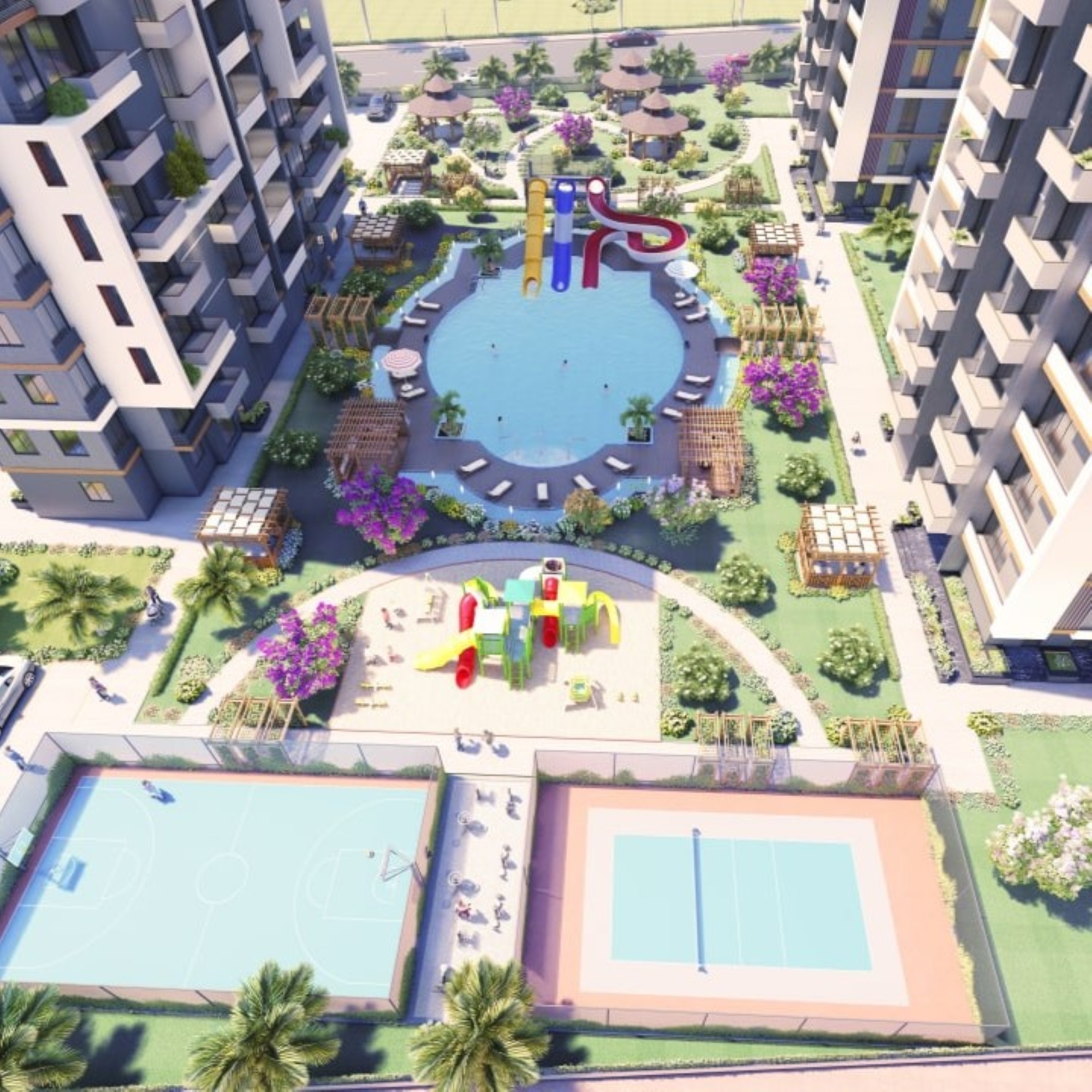 Luxuriöse 2+1 Wohnung mit Meerblick und Burgblick in Mersin - Tece