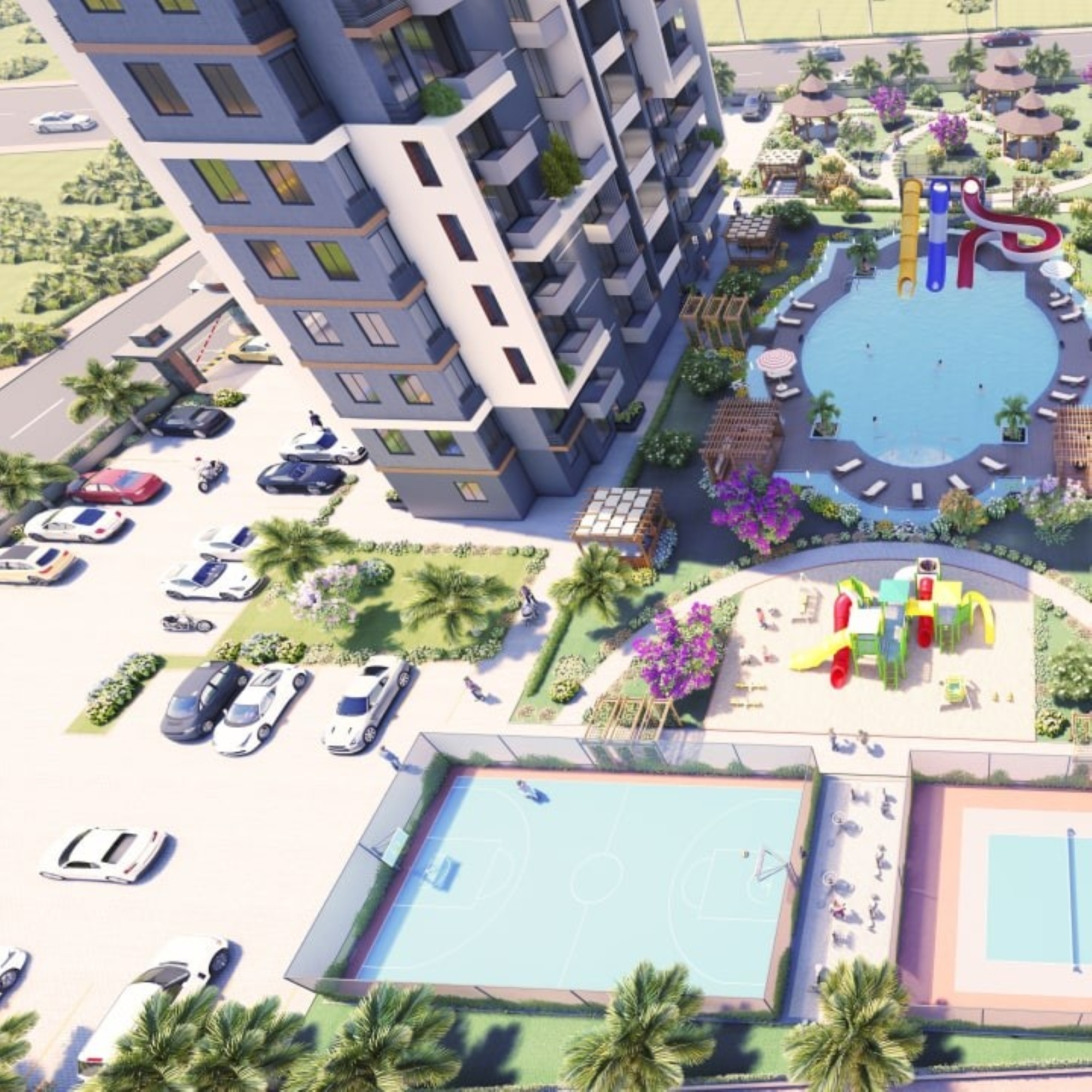 Luxuriöse 2+1 Wohnung mit Meerblick und Burgblick in Mersin - Tece
