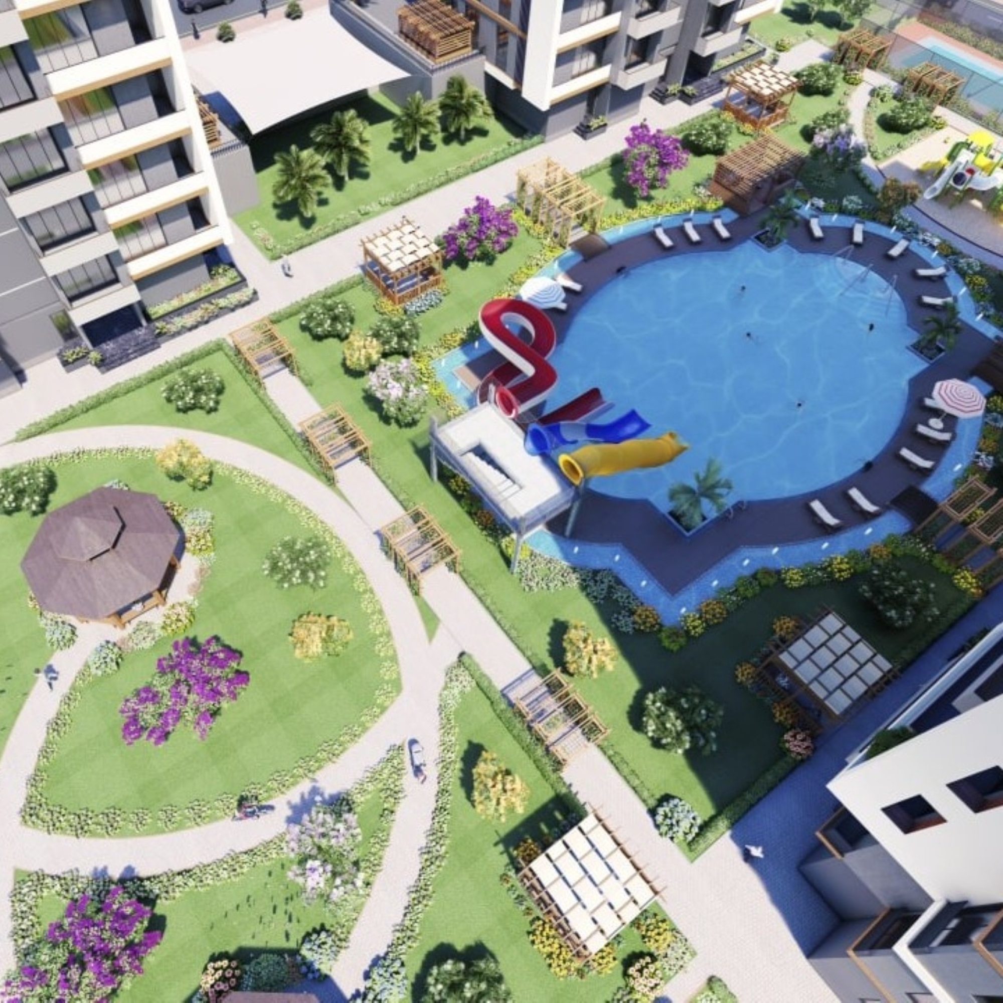 Luxuriöse 2+1 Wohnung mit Meerblick und Burgblick in Mersin - Tece