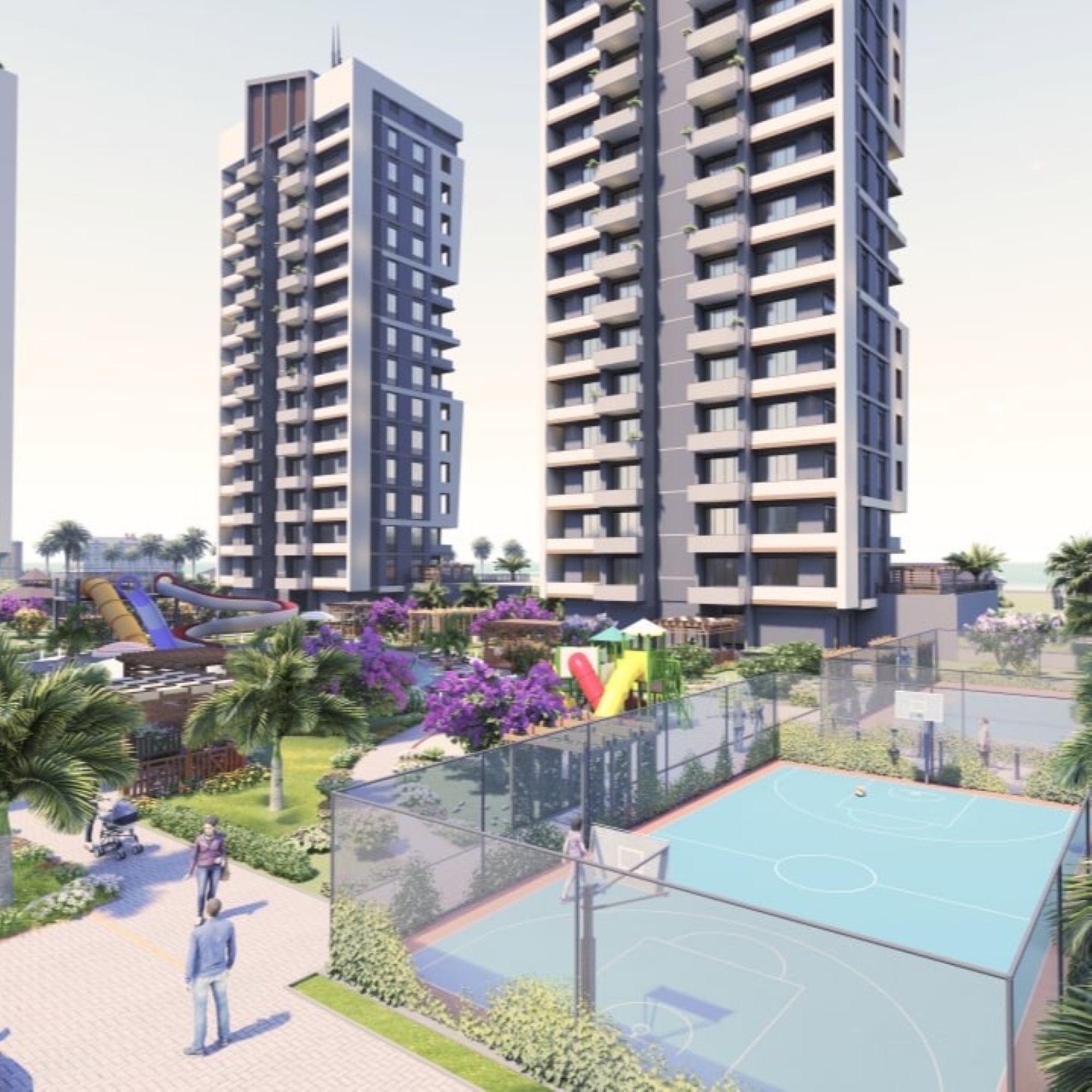 Luxuriöse 2+1 Wohnung mit Meerblick und Burgblick in Mersin - Tece