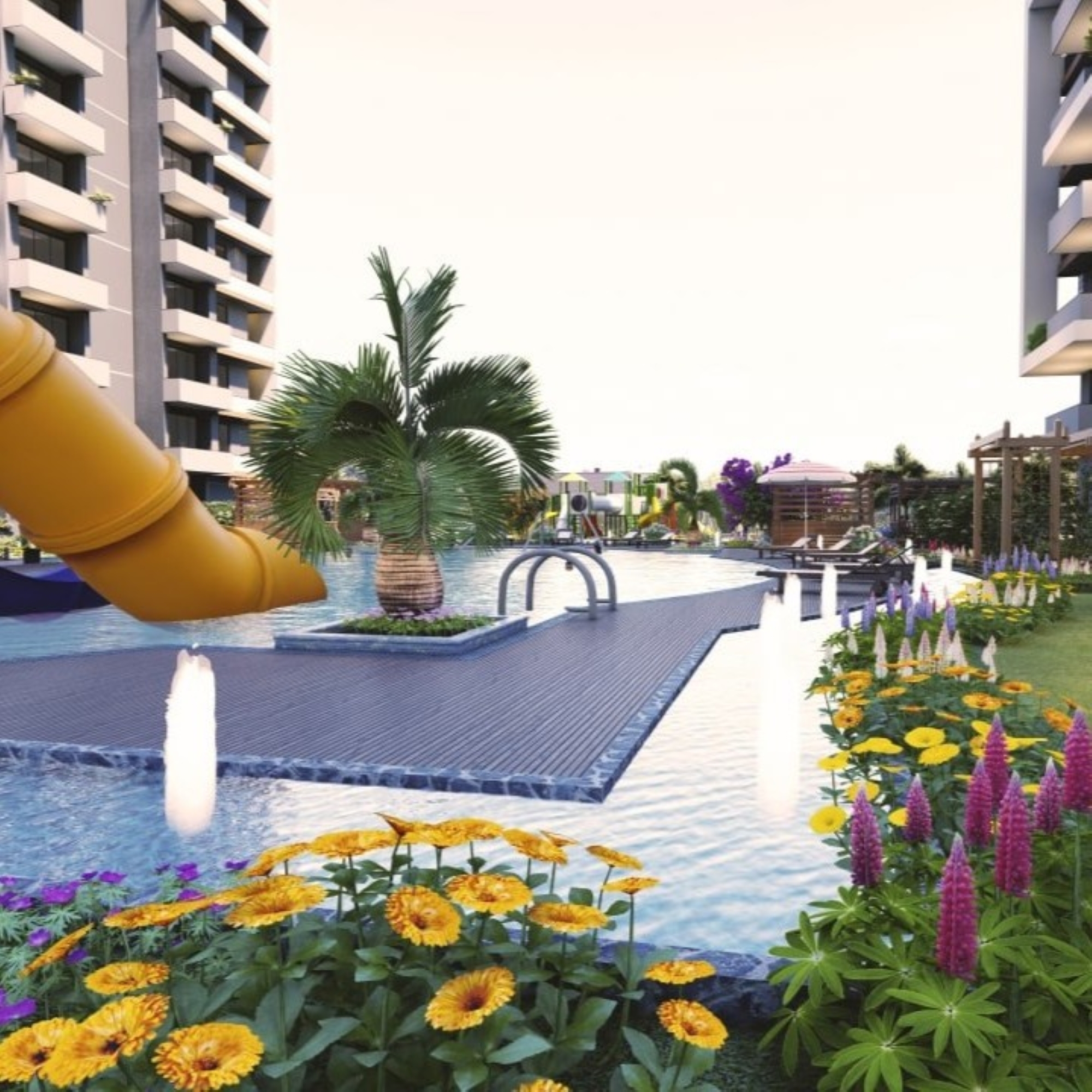 Luxuriöse 2+1 Wohnung mit Meerblick und Burgblick in Mersin - Tece