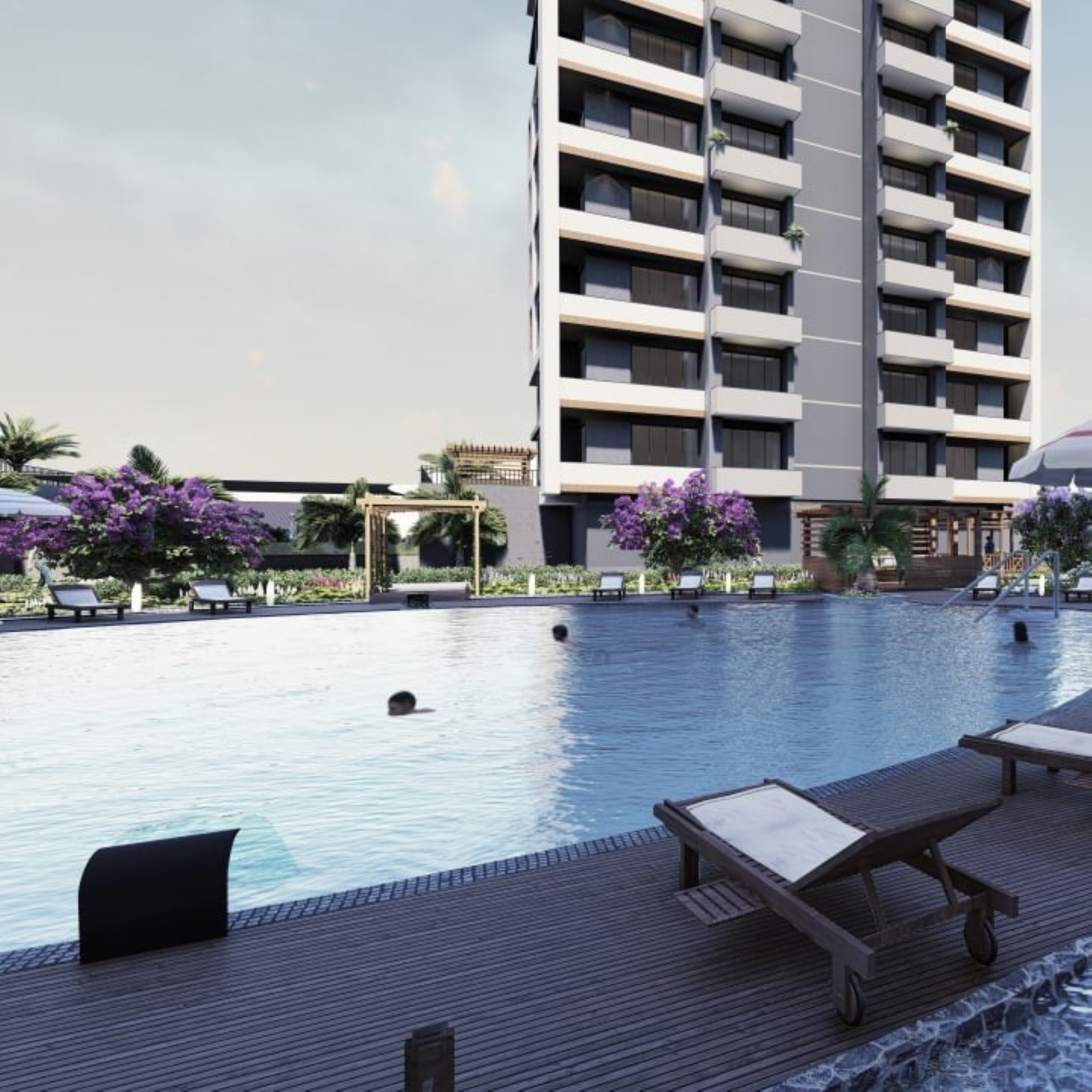 Luxuriöse 2+1 Wohnung mit Meerblick und Burgblick in Mersin - Tece
