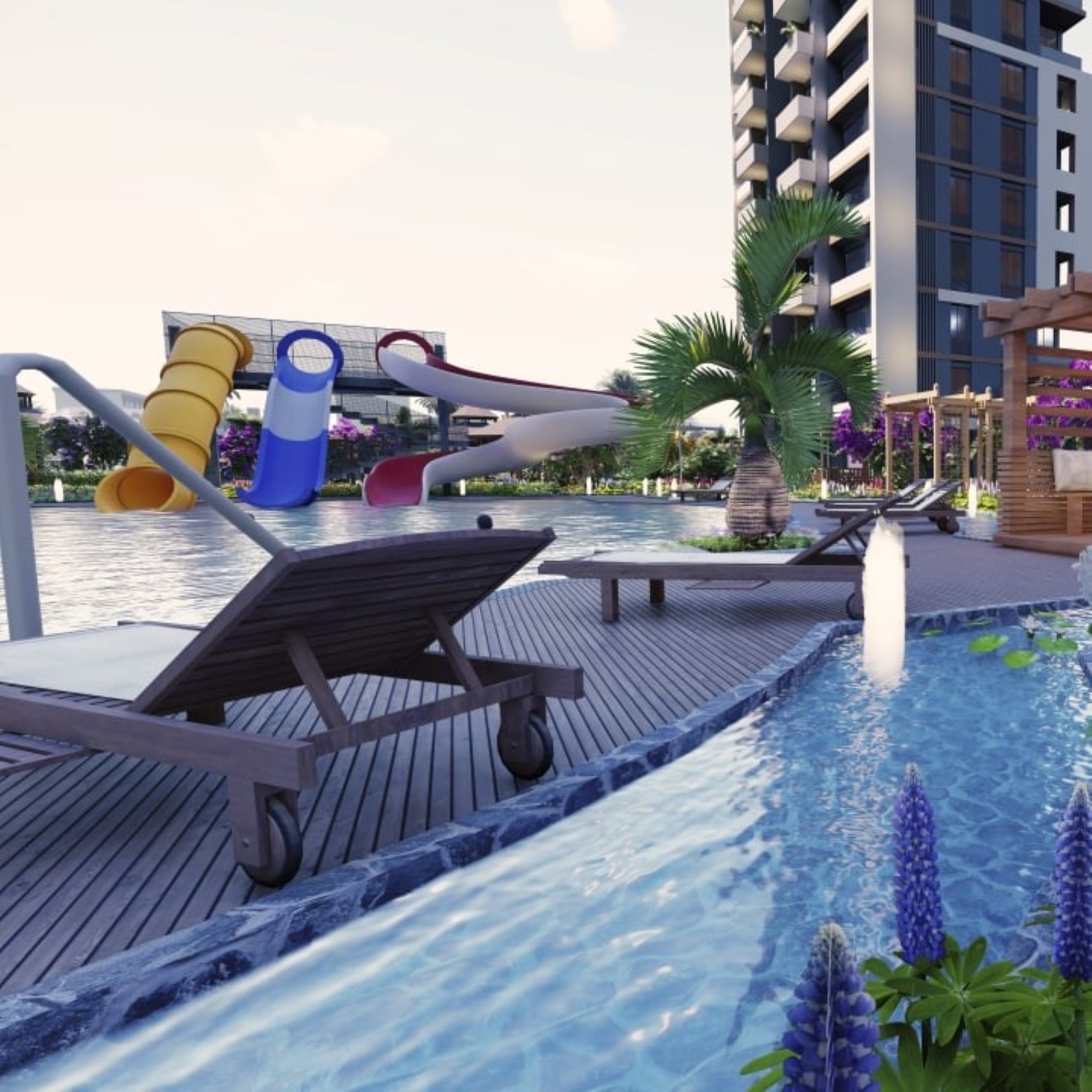 Luxuriöse 2+1 Wohnung mit Meerblick und Burgblick in Mersin - Tece