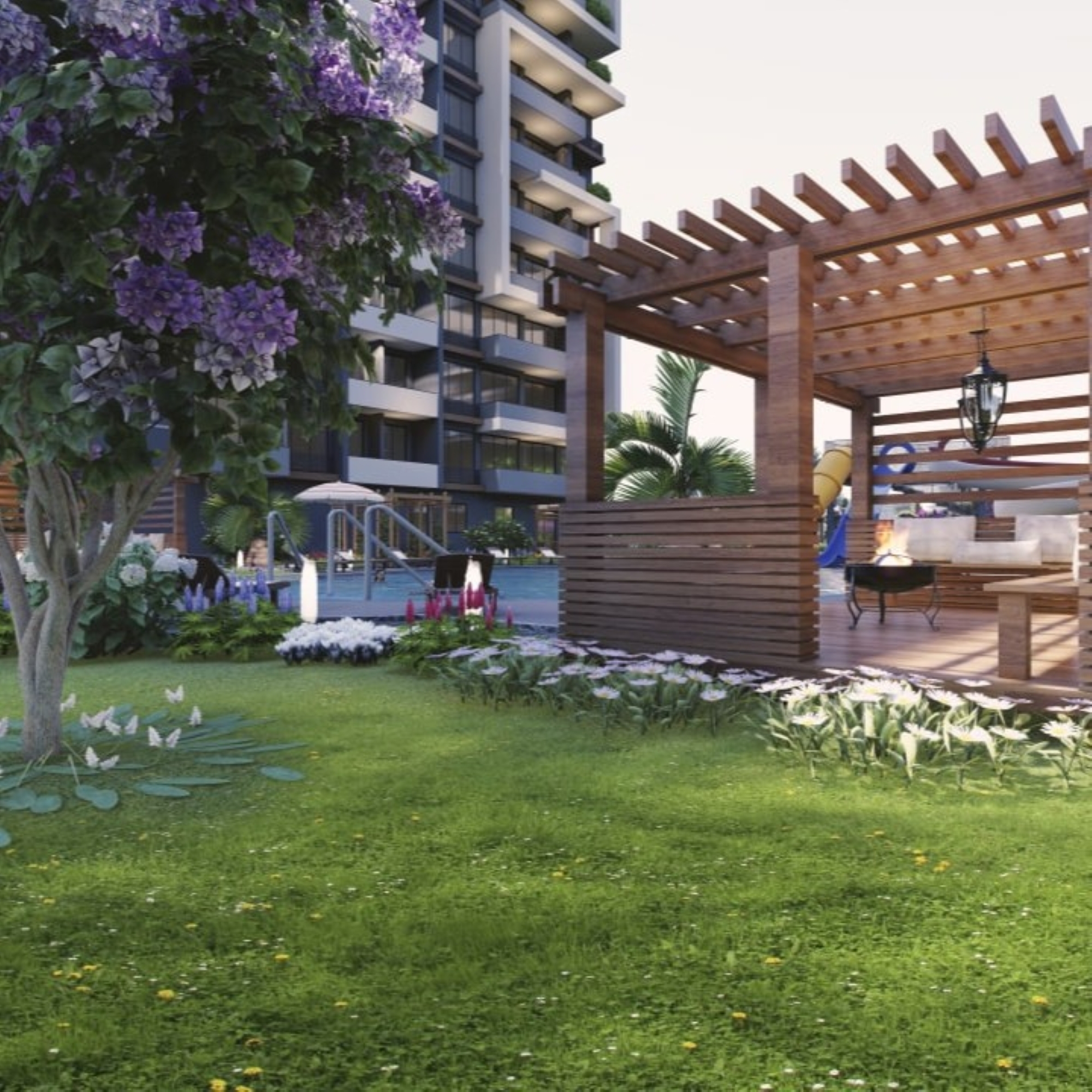 Luxuriöse 2+1 Wohnung mit Meerblick und Burgblick in Mersin - Tece
