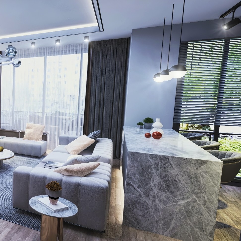 Luxuriöse 2+1 Wohnung mit Meerblick und Burgblick in Mersin - Tece