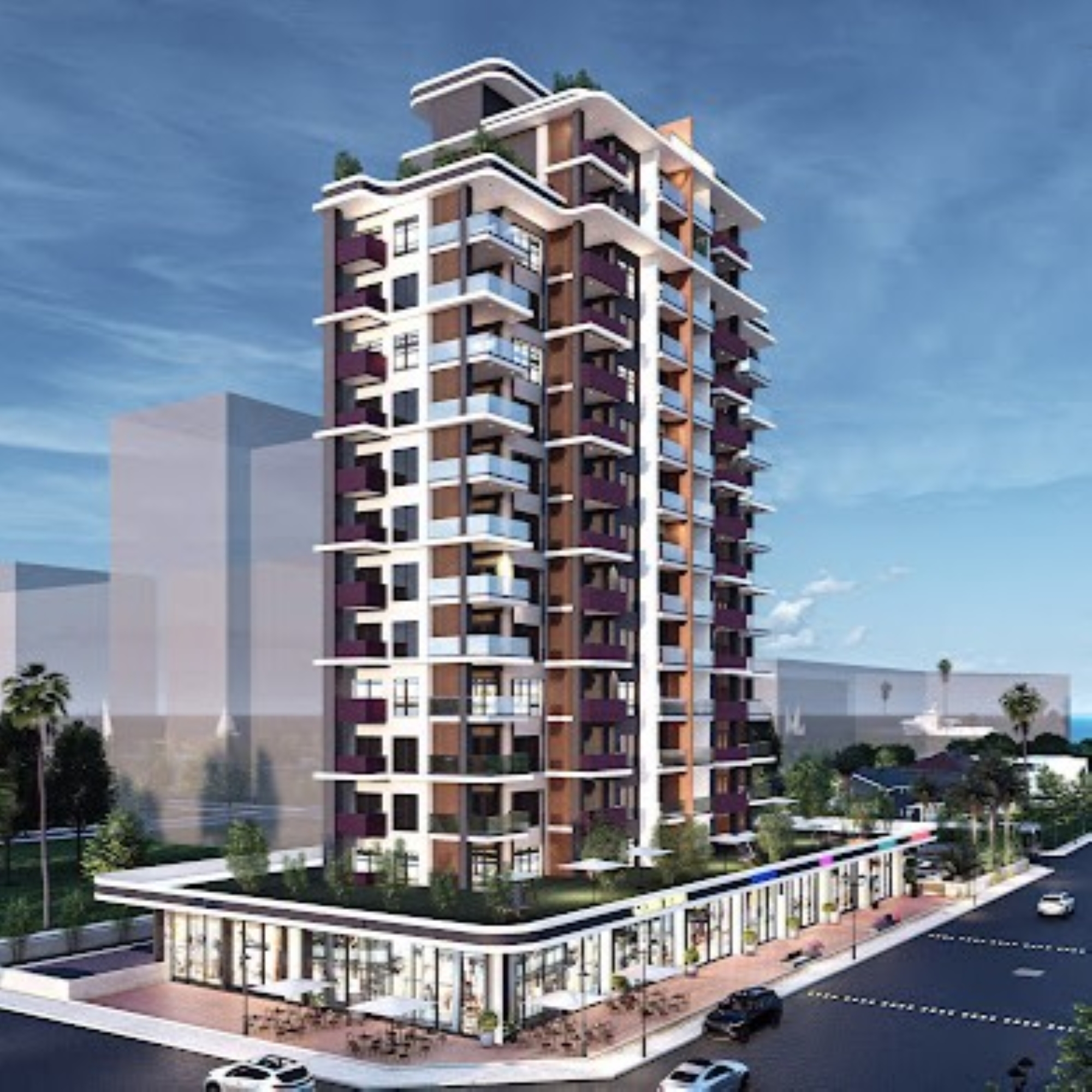 Luxuriöses 2+1 Apartment mit Meerblick und Bergblick, Mersin-Tece
