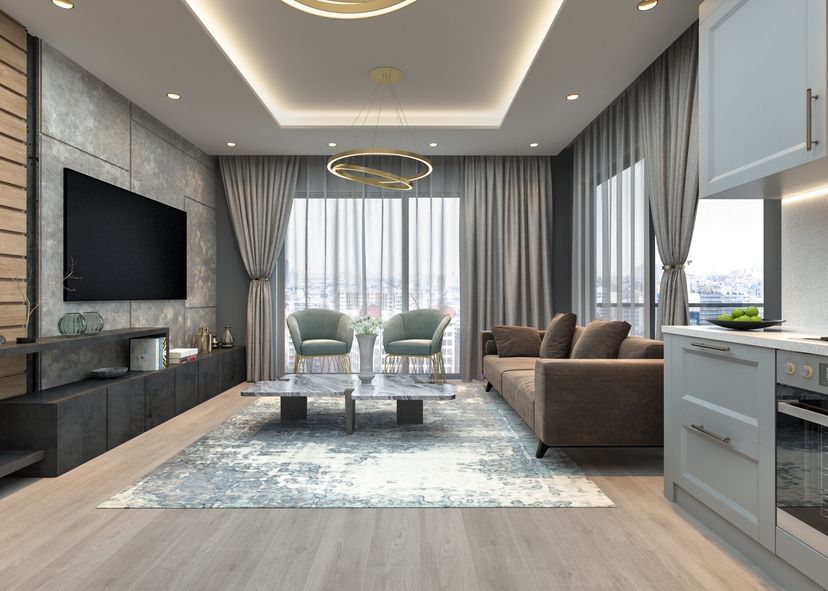Luxuriöses 2+1 Apartment mit Meerblick und Bergblick, Mersin-Tece