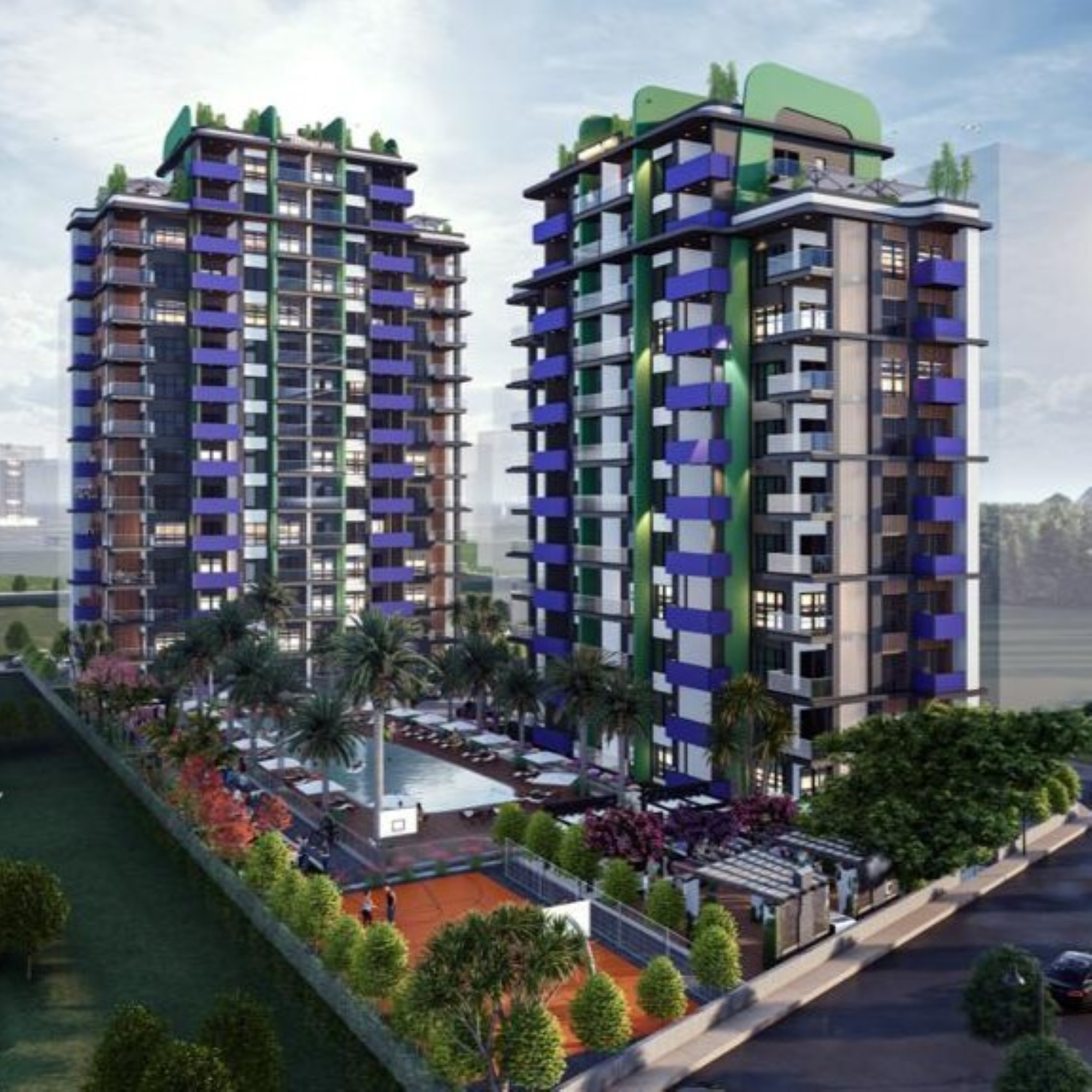 Luxuriöses 2+1 Apartment mit Meerblick und Bergblick, Mersin Mezitli