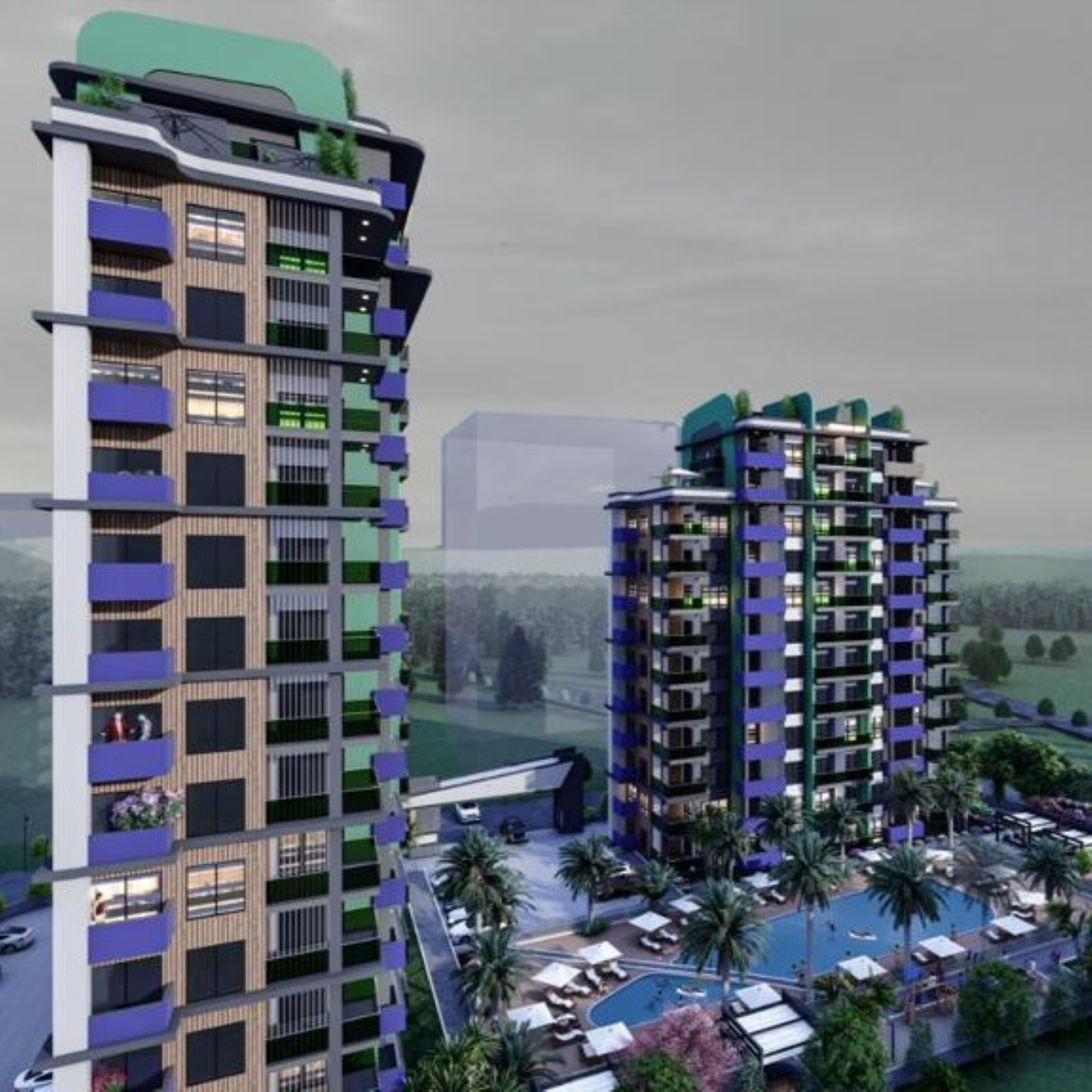 Luxuriöses 2+1 Apartment mit Meerblick und Bergblick, Mersin Mezitli