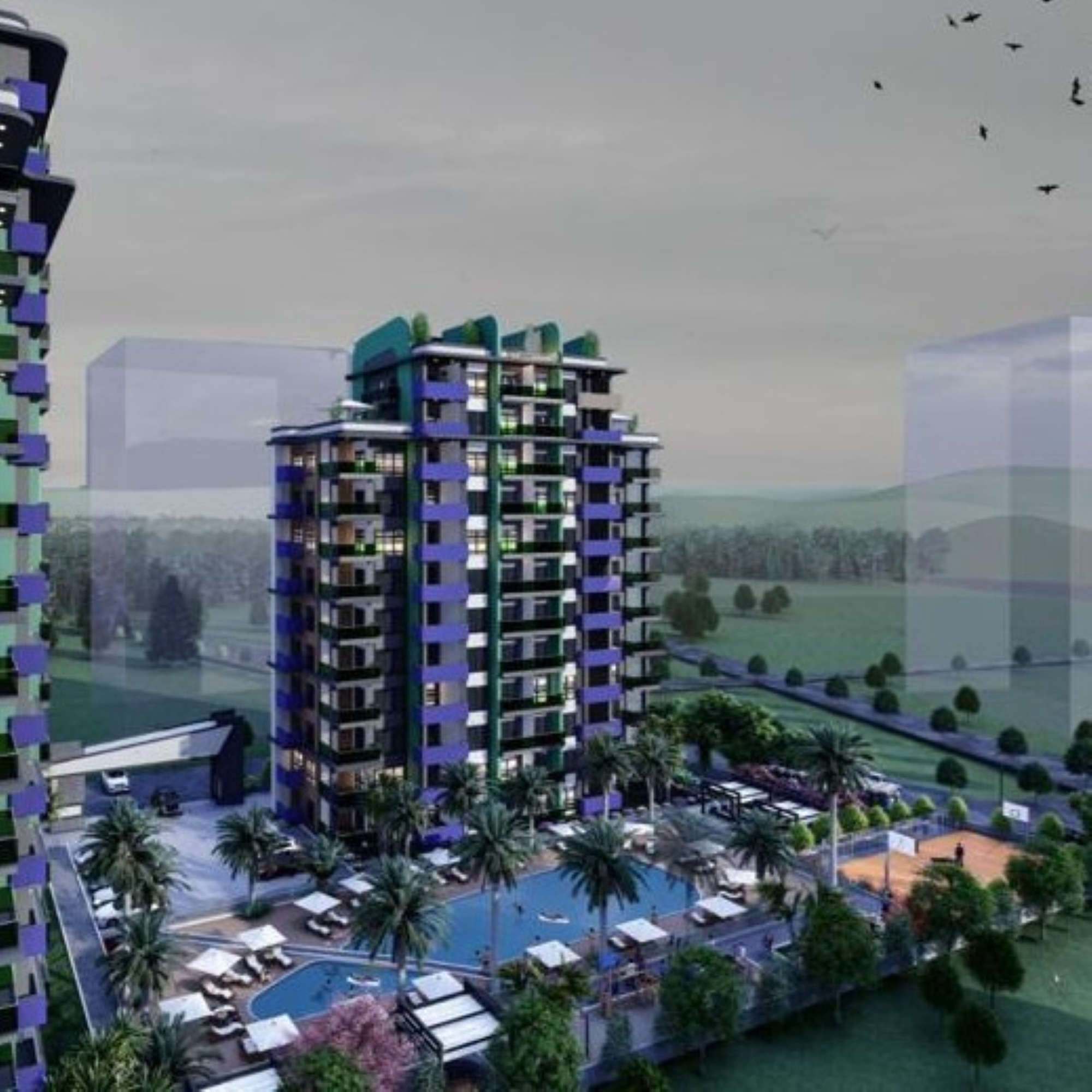 Luxuriöses 2+1 Apartment mit Meerblick und Bergblick, Mersin Mezitli