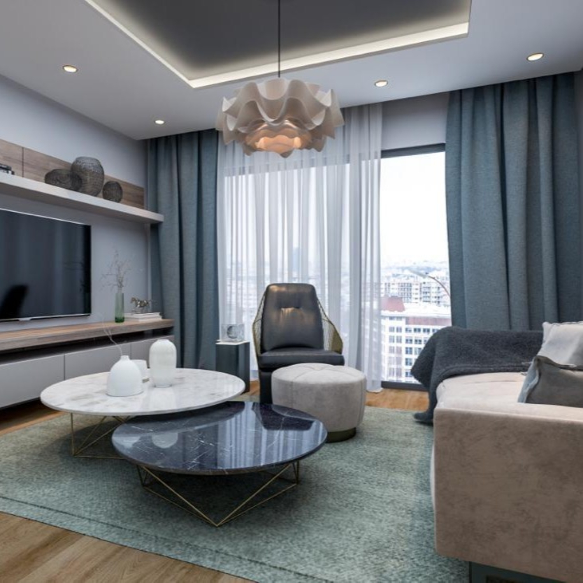 Luxuriöses 2+1 Apartment mit Meerblick und Bergblick, Mersin Mezitli