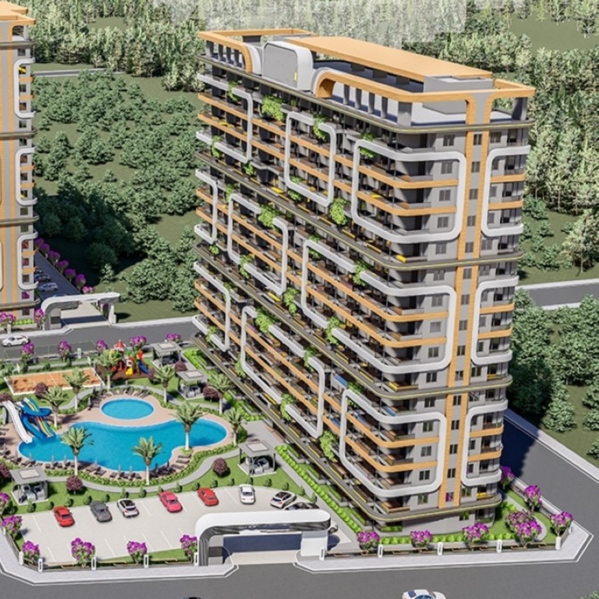 Luxuriöse 1+1 Wohnung mit Meerblick und Bergblick, MERSIN - Tomuk