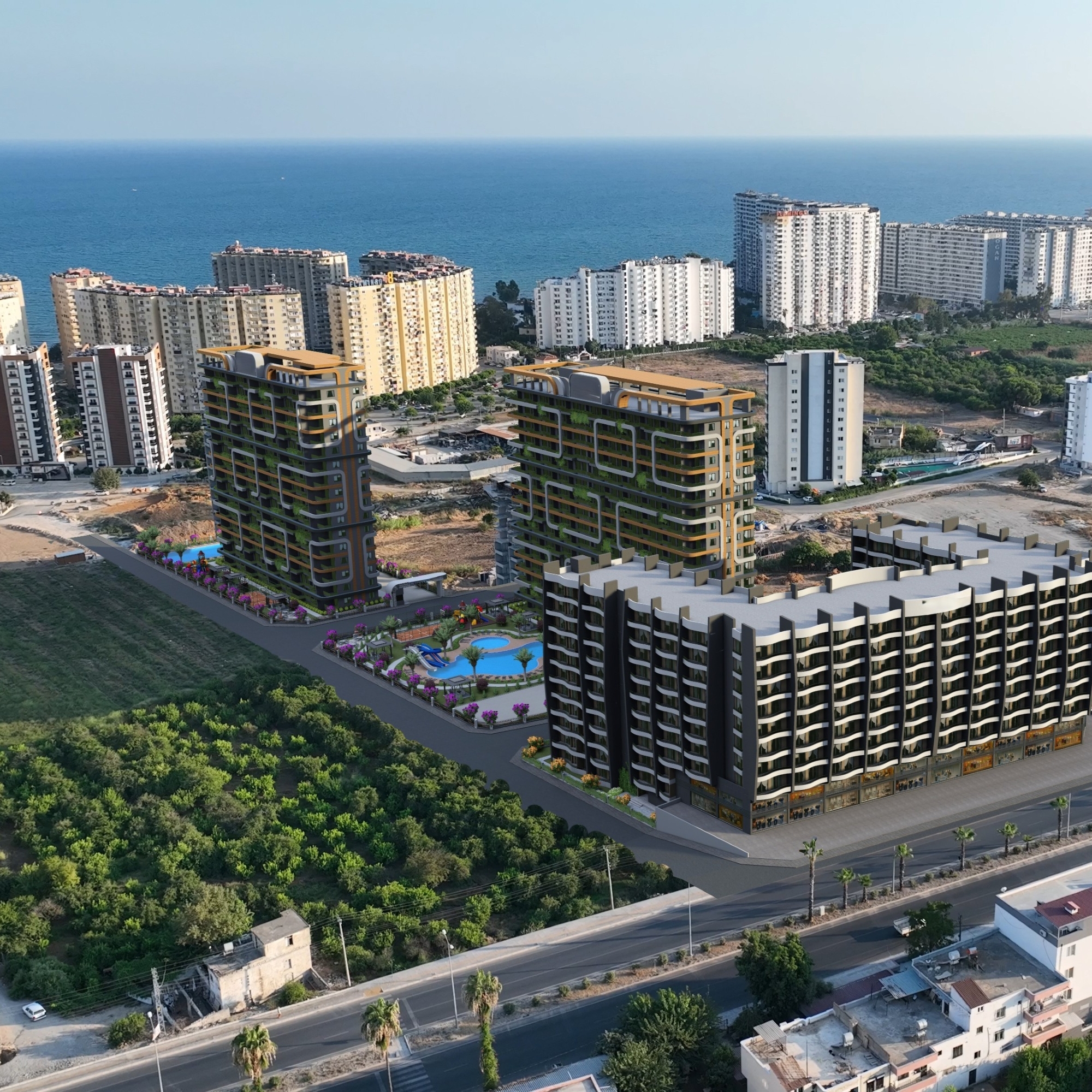 Luxuriöse 1+1 Wohnung mit Meerblick und Bergblick, MERSIN - Tomuk