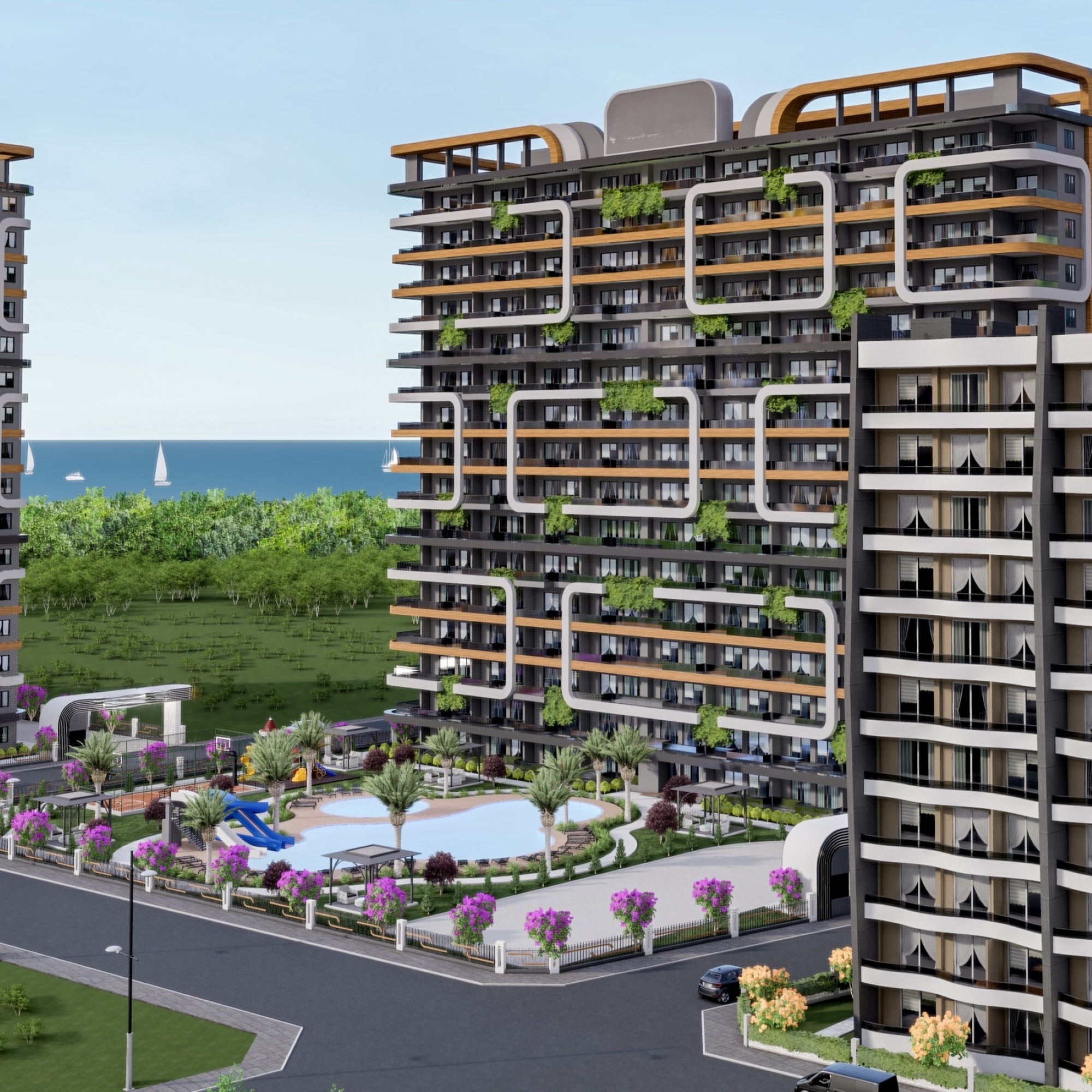 Luxuriöse 1+1 Wohnung mit Meerblick und Bergblick, MERSIN - Tomuk