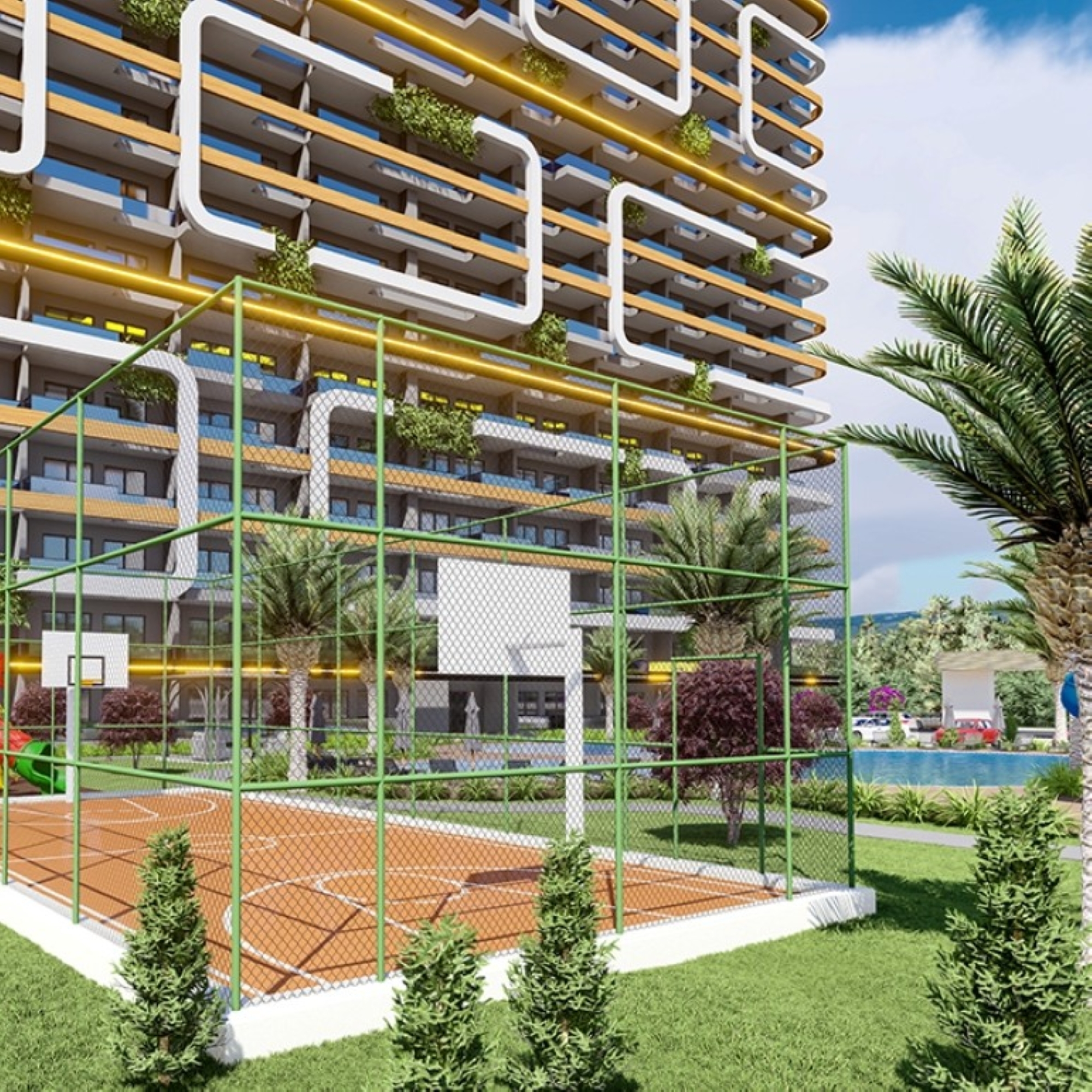 Luxuriöse 1+1 Wohnung mit Meerblick und Bergblick, MERSIN - Tomuk