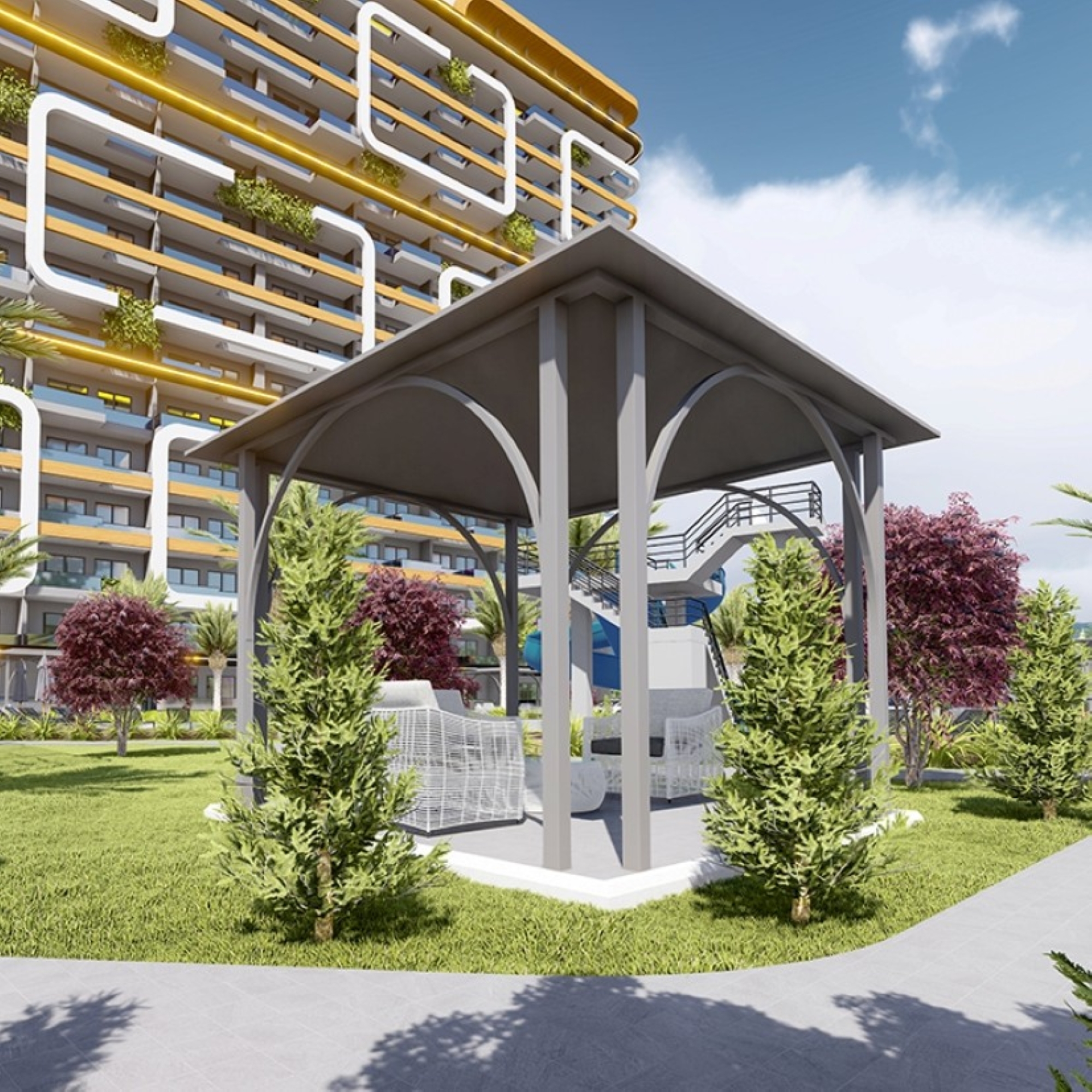 Luxuriöse 1+1 Wohnung mit Meerblick und Bergblick, MERSIN - Tomuk