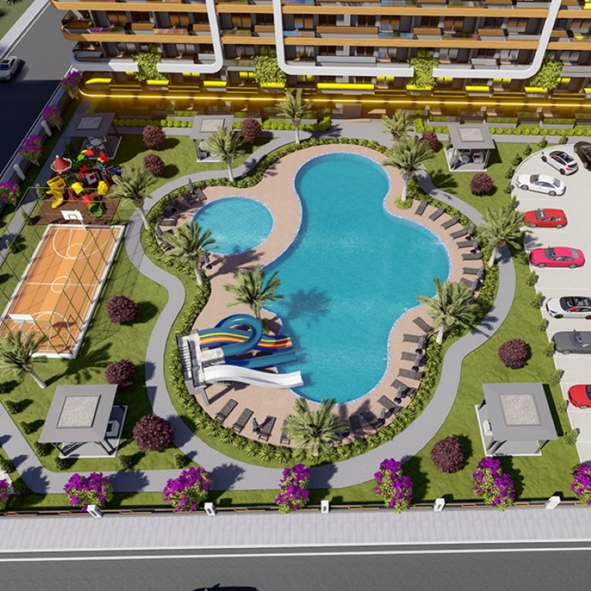 Luxuriöse 1+1 Wohnung mit Meerblick und Bergblick, MERSIN - Tomuk