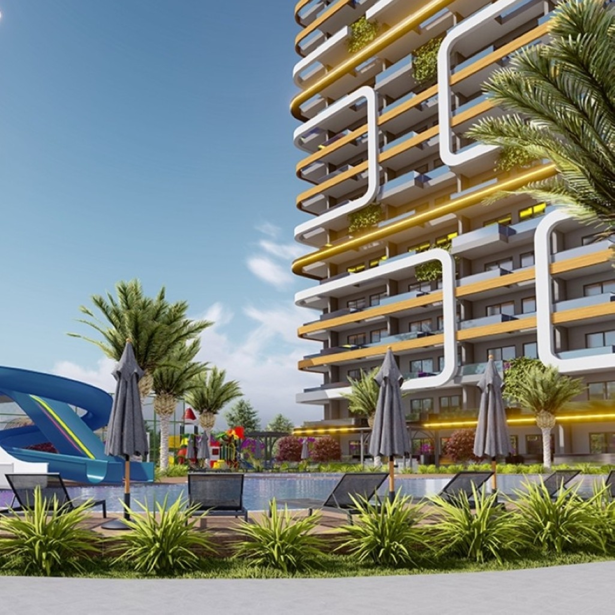 Luxuriöse 1+1 Wohnung mit Meerblick und Bergblick, MERSIN - Tomuk