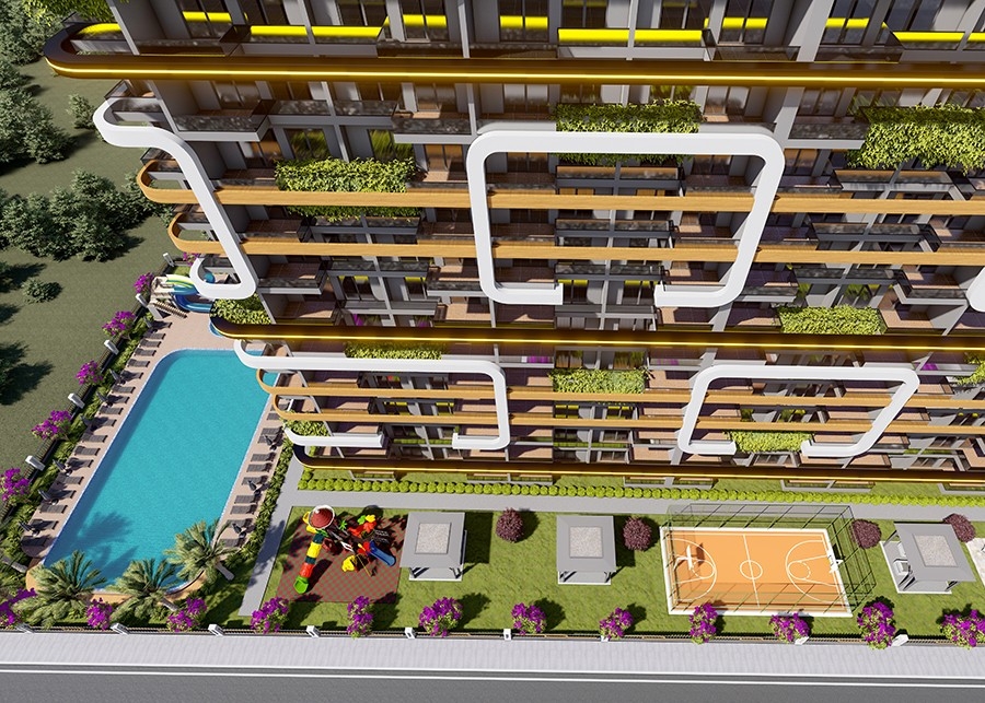 Luxury 1+1 Apartment with Sea and Mountain Views, Mersin-Tomuk