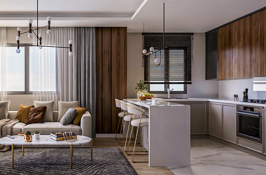 Luxury 1+1 Apartment with Sea and Mountain Views, Mersin-Tomuk