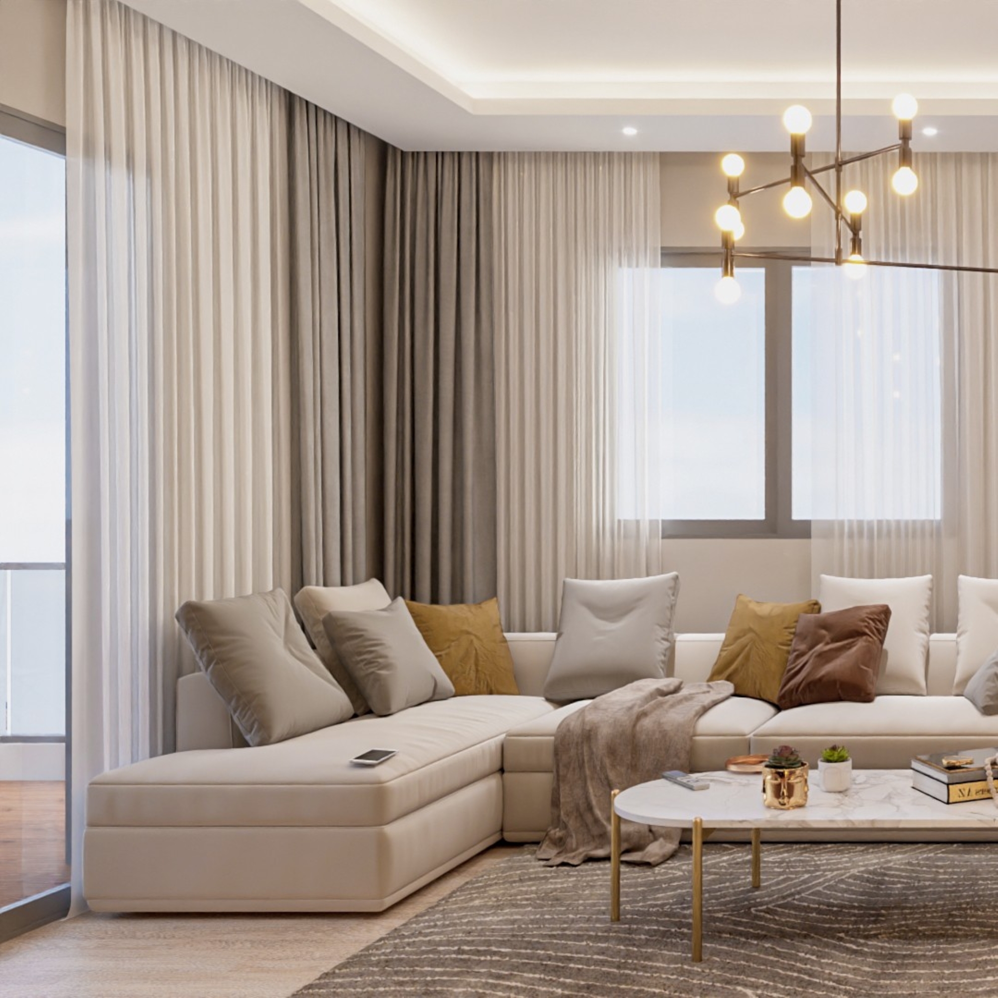 Luxuriöse 1+1 Wohnung mit Meerblick und Bergblick, Mersin-Tomuk