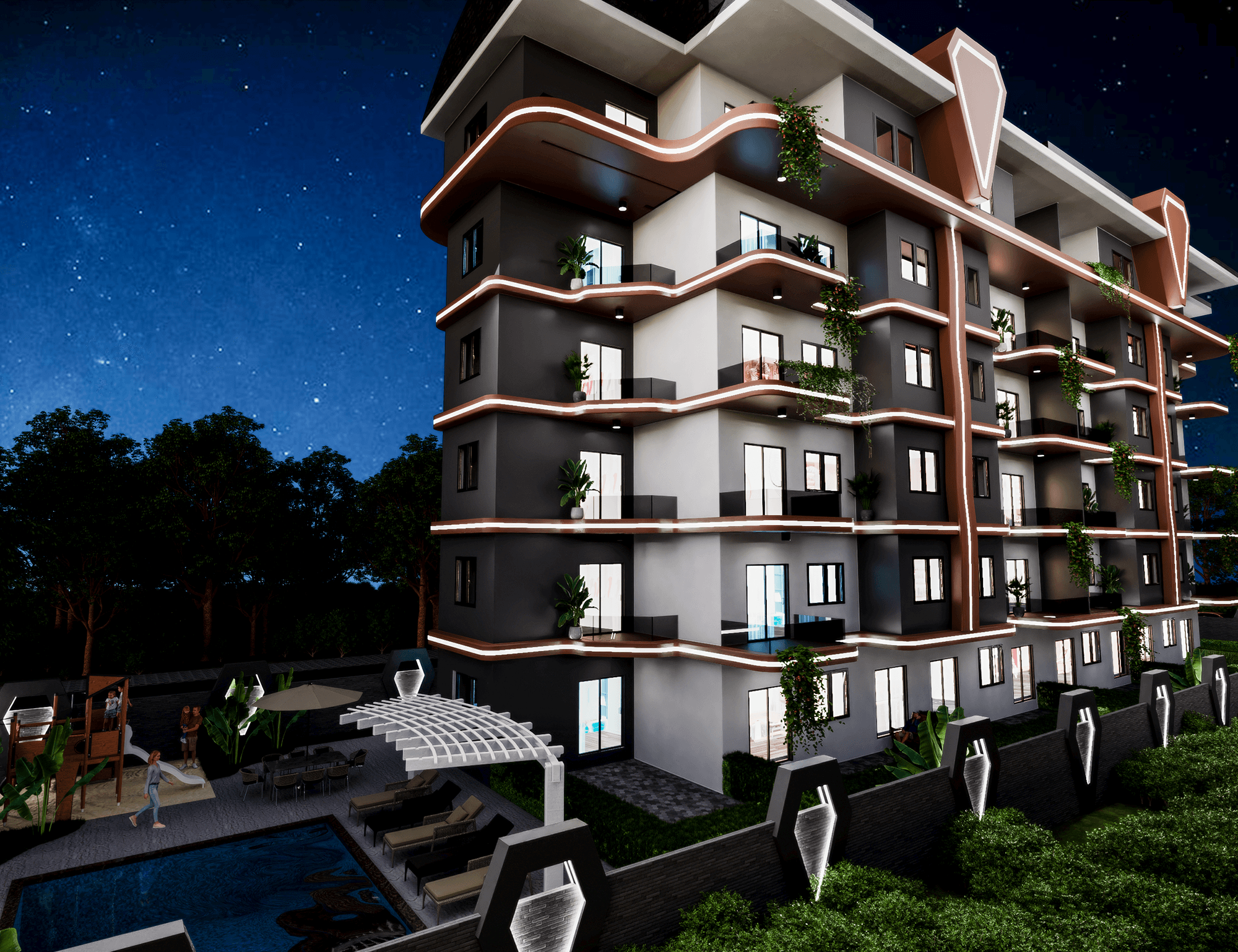 Luxuriöses 1+1 Apartment mit Bergblick, Alanya - Gazipasa