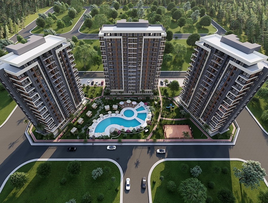 Luxuriöses 1+1 Apartment mit Meerblick und Bergblick, Mersin-Arpacbahsis