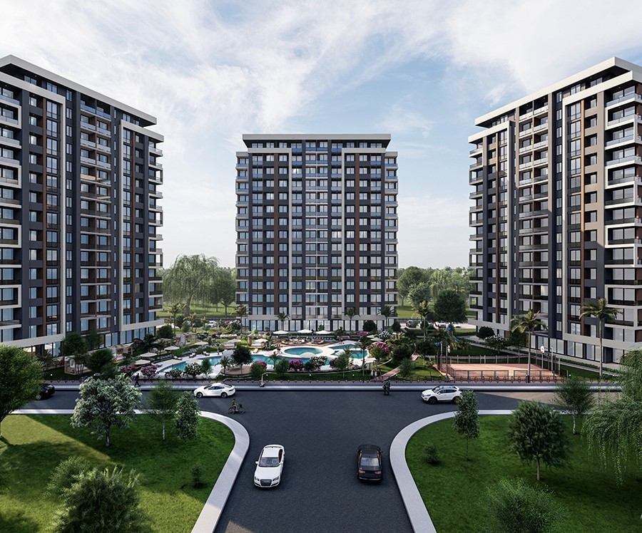 Luxuriöses 1+1 Apartment mit Meerblick und Bergblick, Mersin-Arpacbahsis
