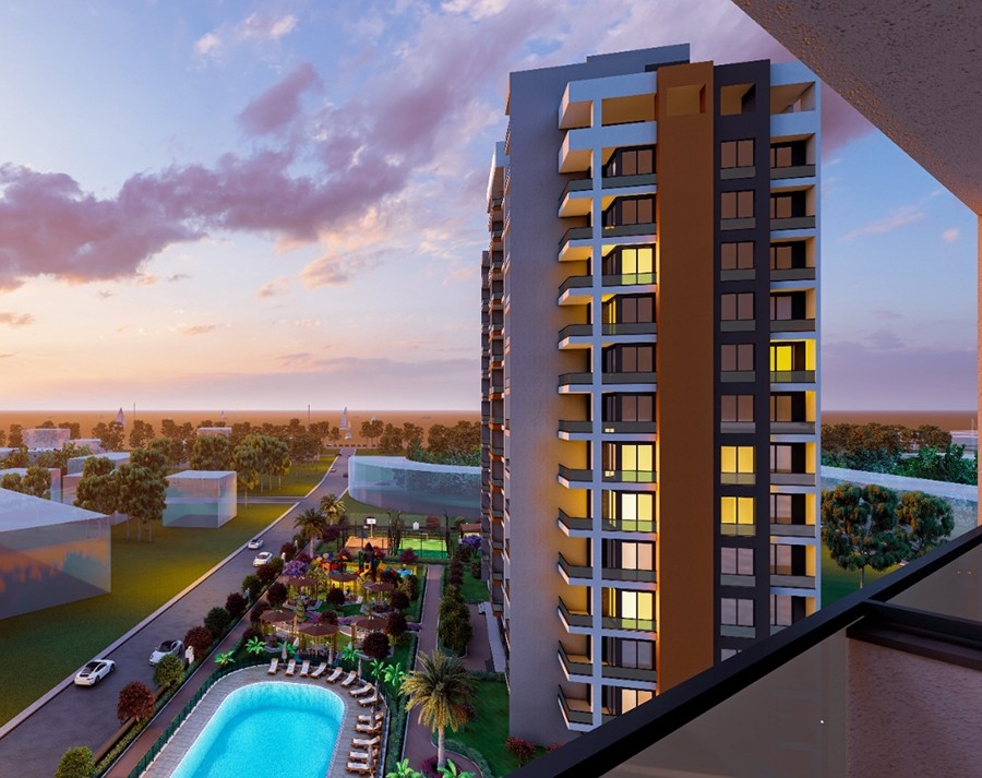Luxuriöses 1+1 Apartment mit Meerblick und Bergblick in Mersin-Tece